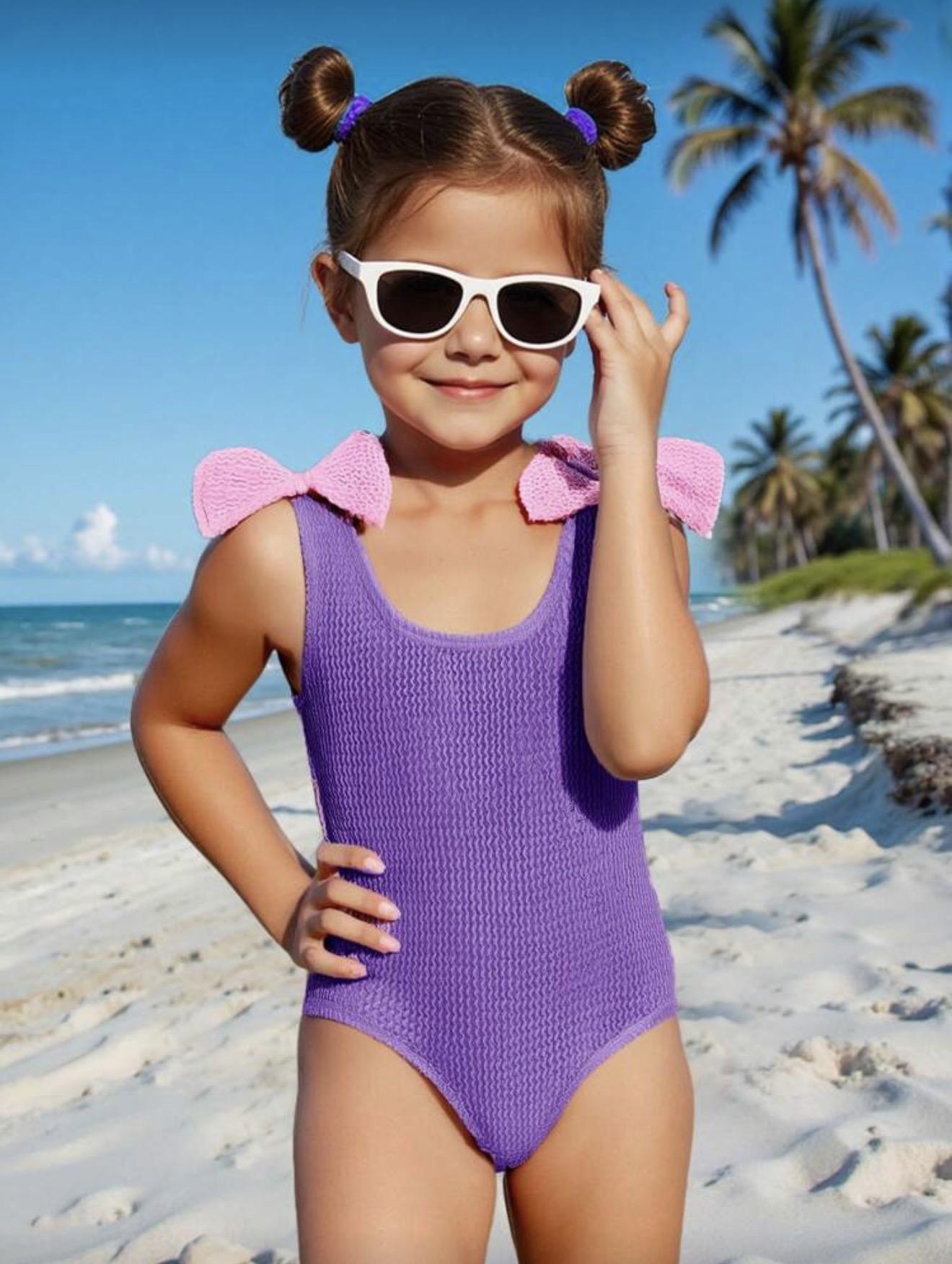Purple Bow Swimsuit