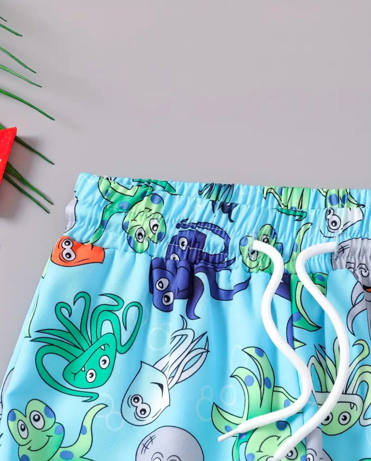 Boys Beach Swim Shorts - Octopus
