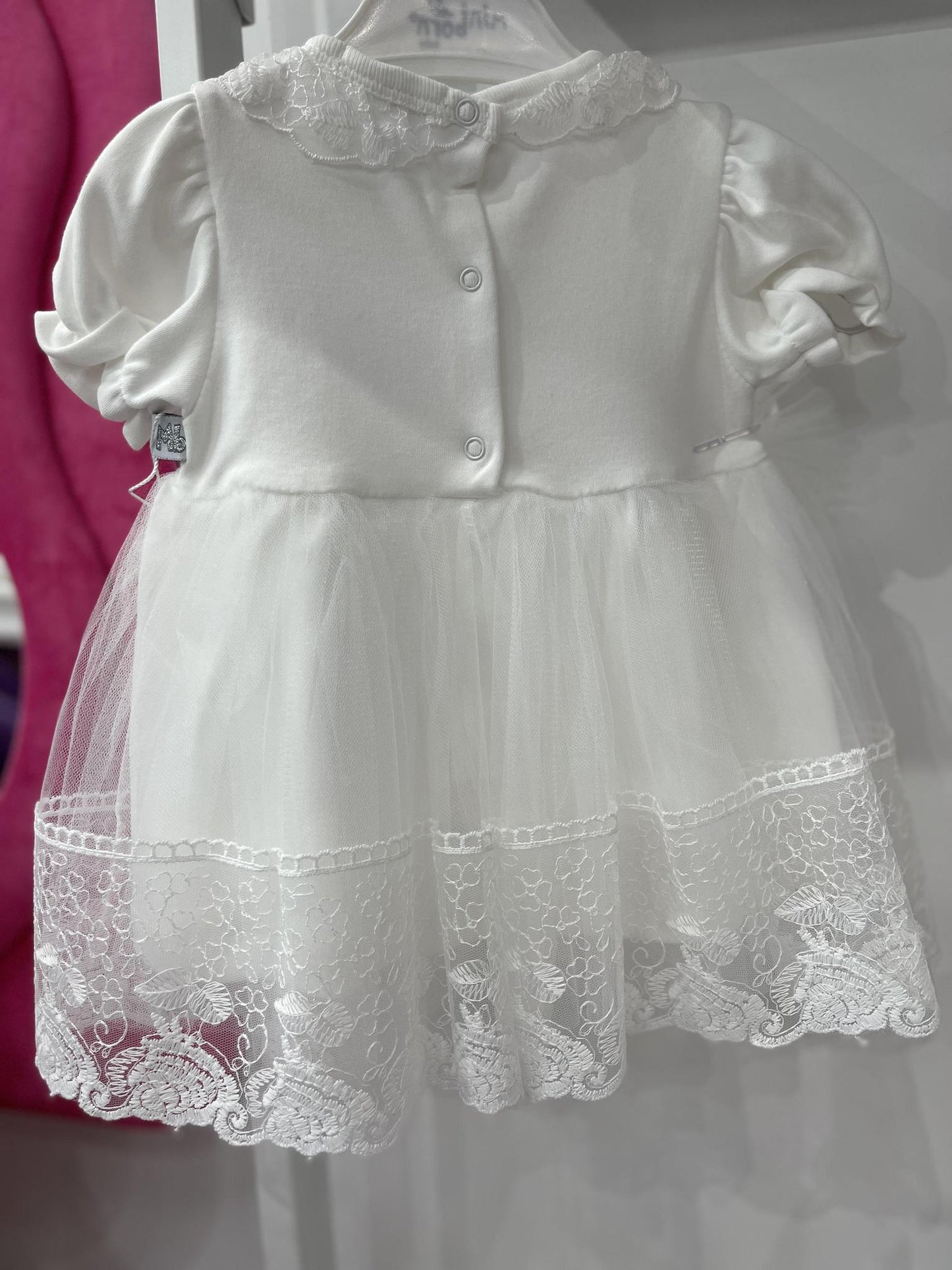 Baby White Lace Dress Short Sleeve with Headband
