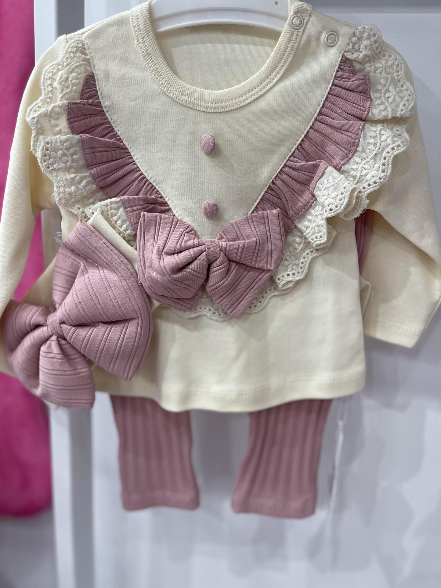 Baby Girls Set Top with Pants and Bow Moneglia