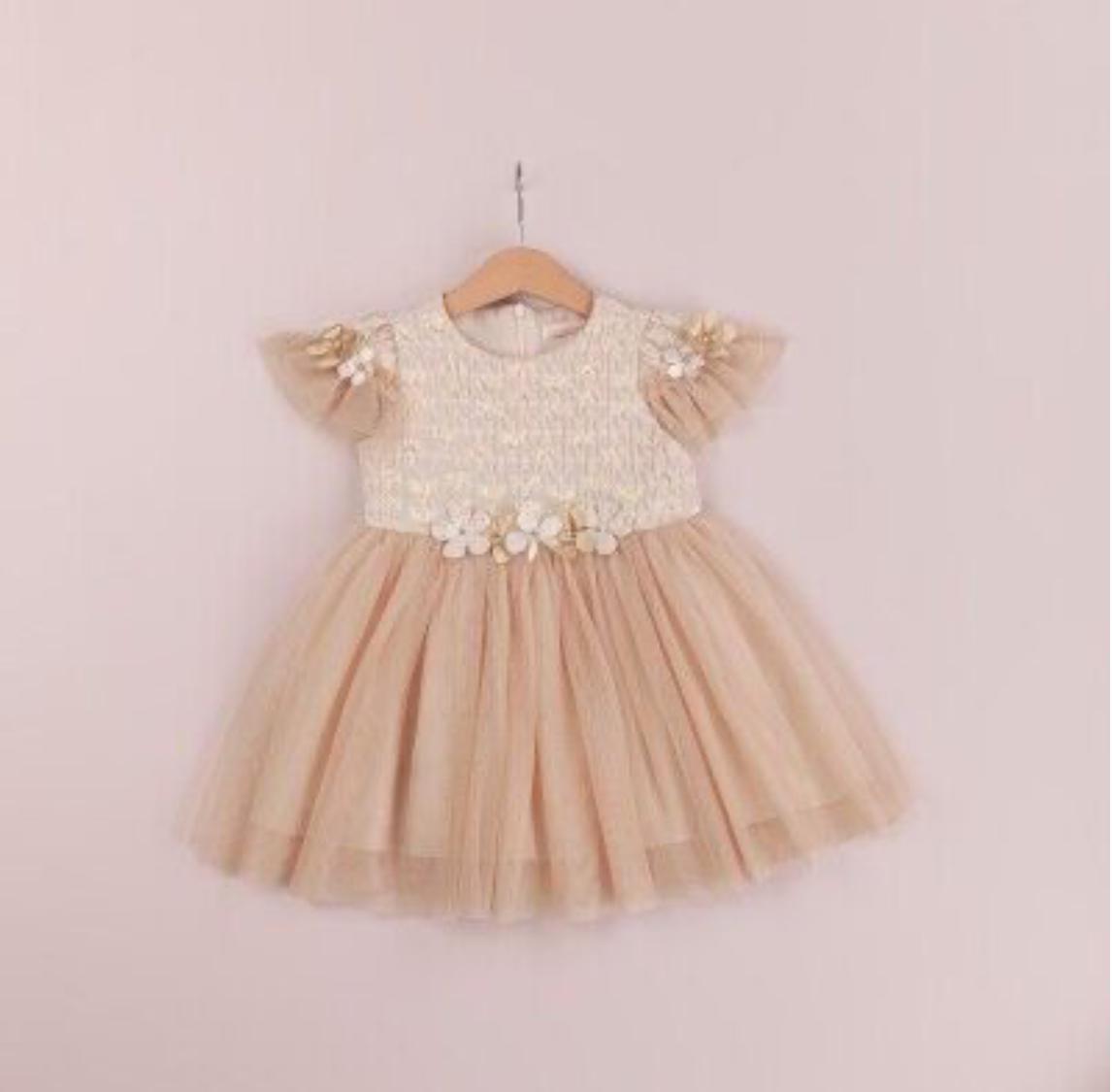 Babyrose Dress Nude Flower