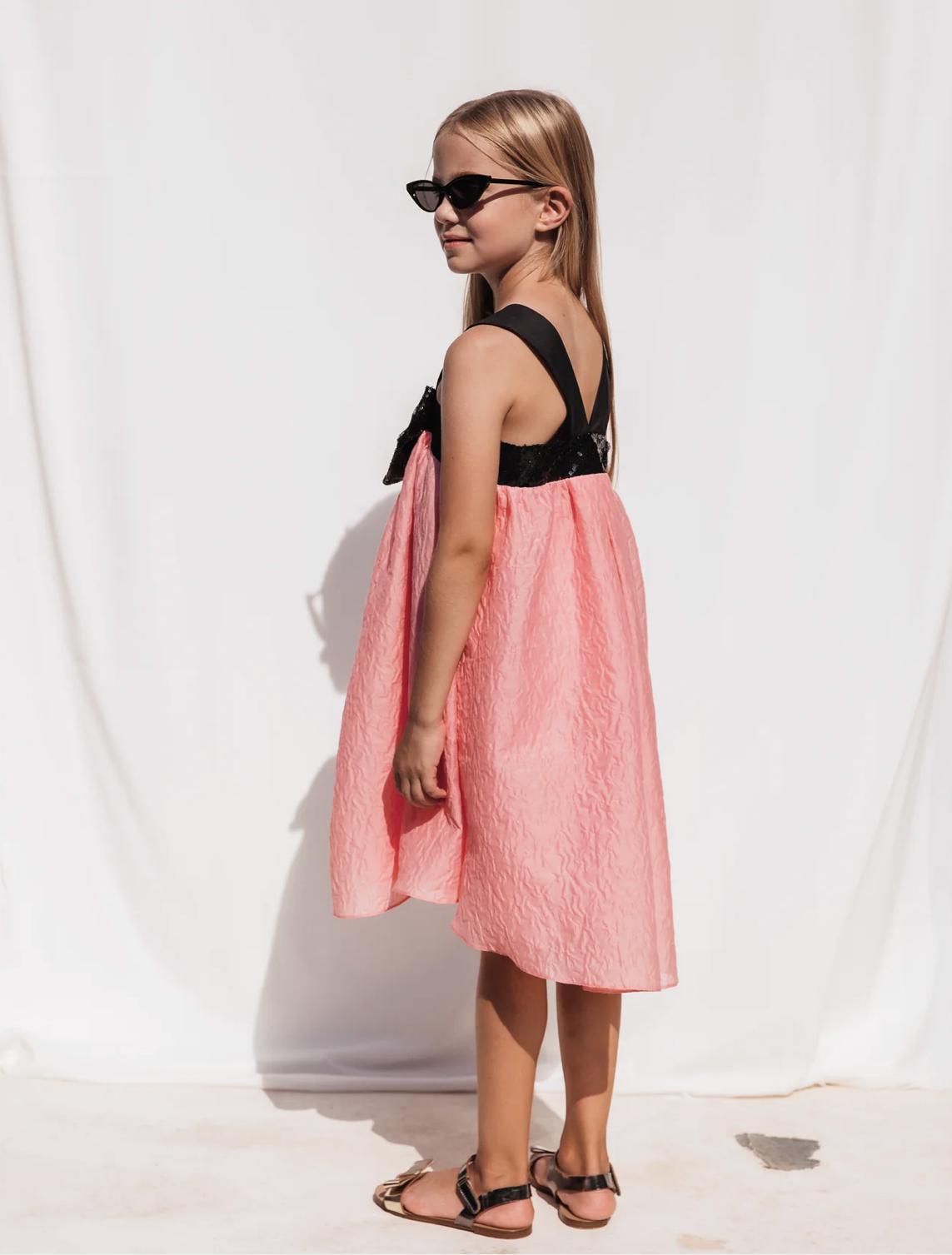 Sheshe Coral Pink Bow Dress