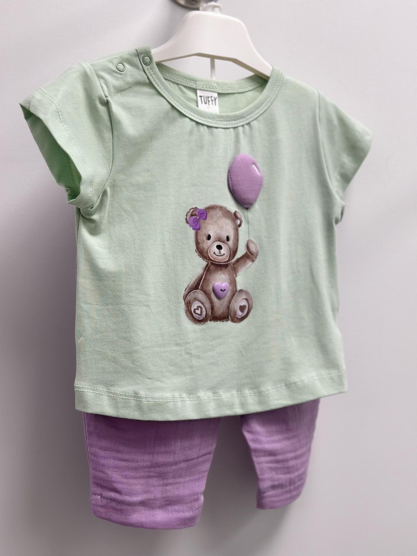 Baby Balloon Bear 2 Piece Set Top with Muslin Pants
