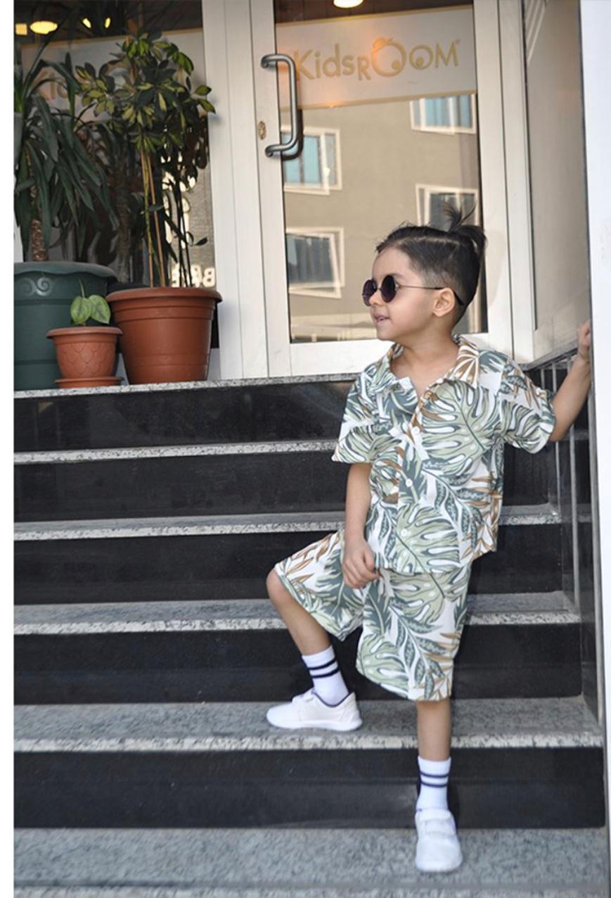 Kidsroom 2 Piece Palm Leaves Shorts Set