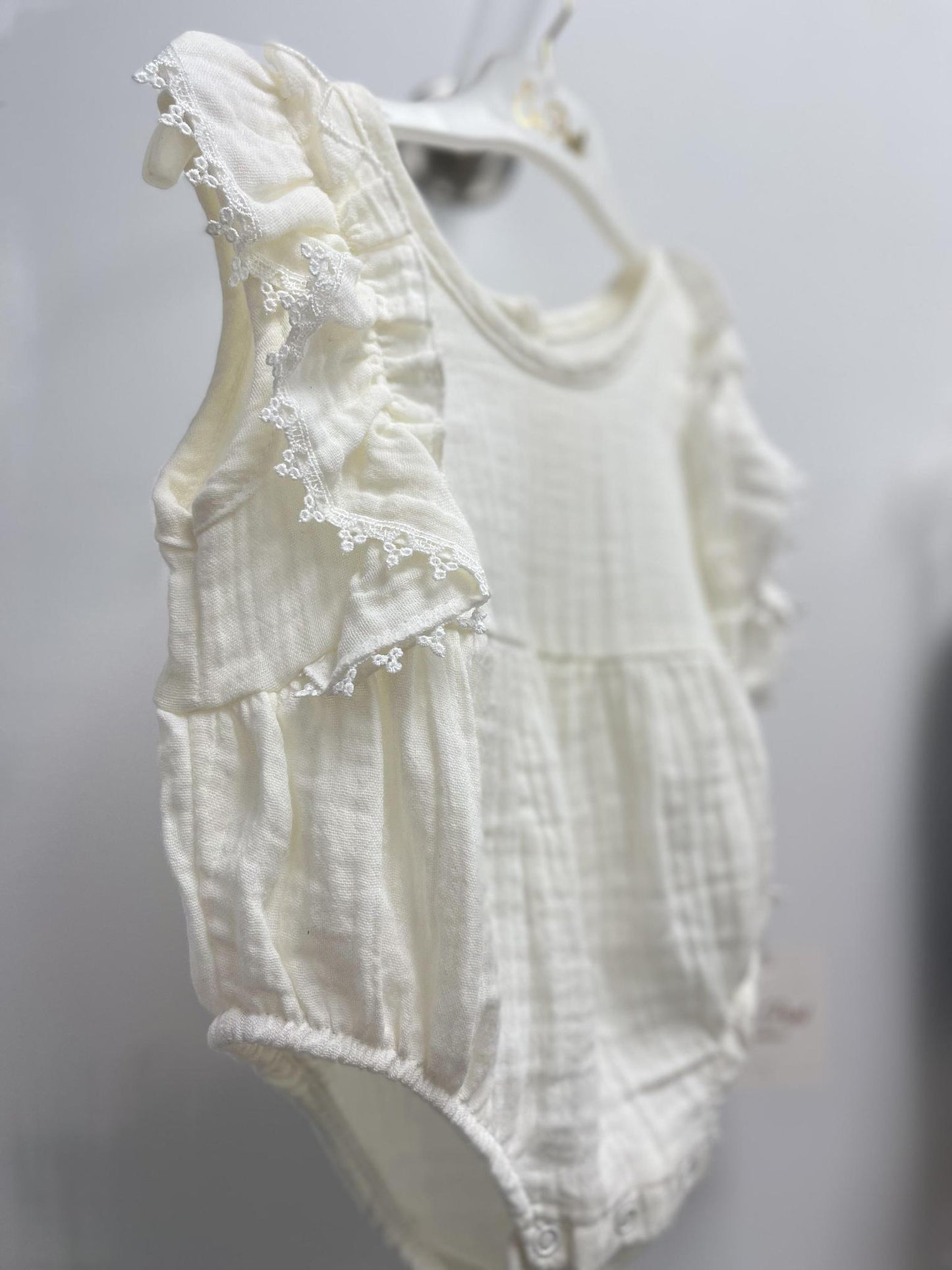 Ivory Muslin Baby Romper
