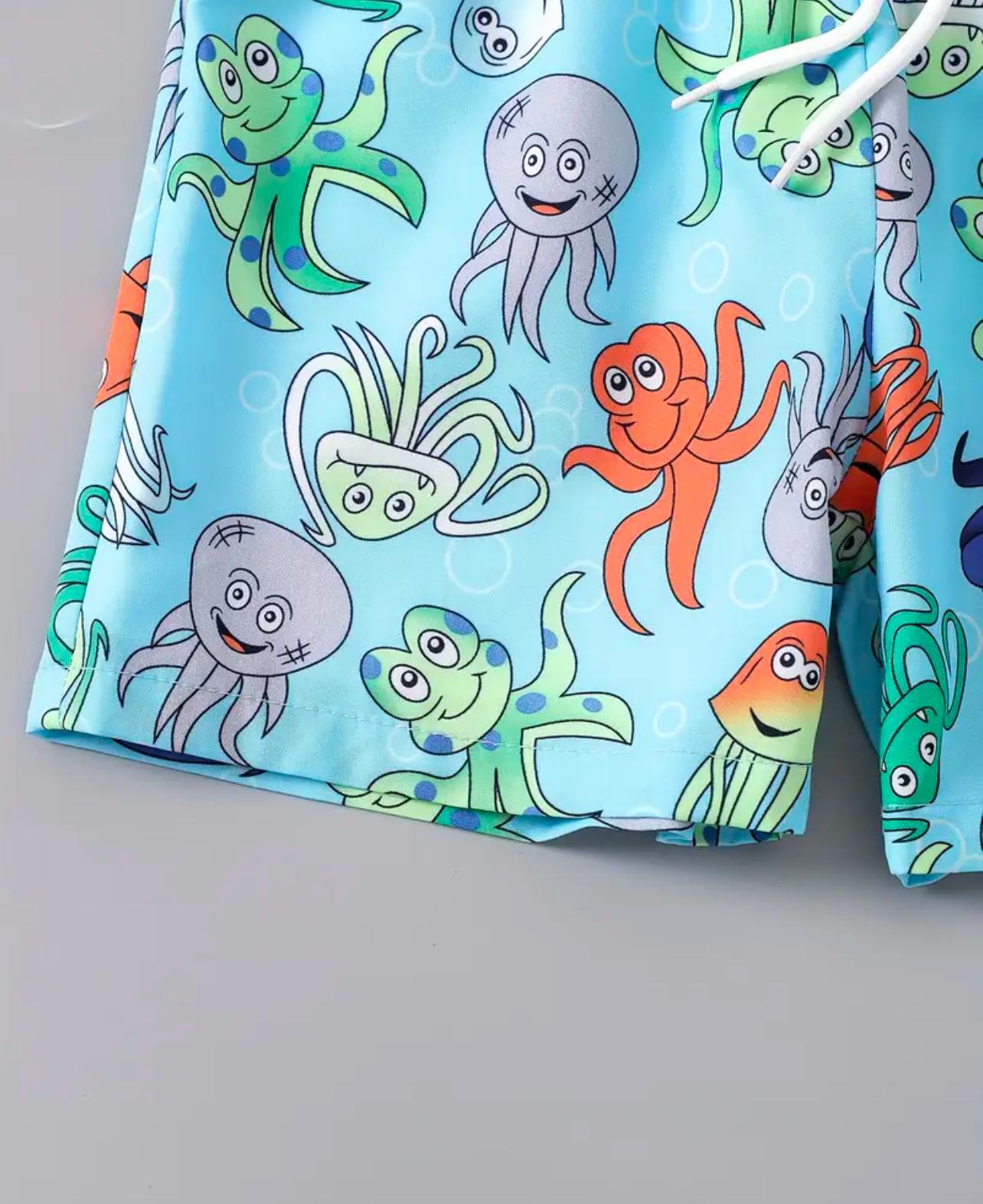 Boys Beach Swim Shorts - Octopus