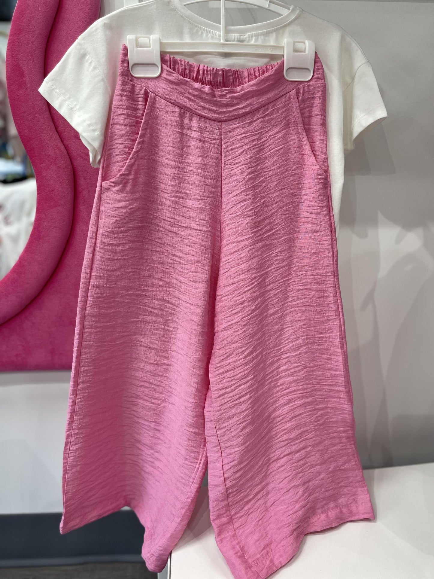 Girls Pink Silky Pants and Tshirt - Keep Your Dreams Alive