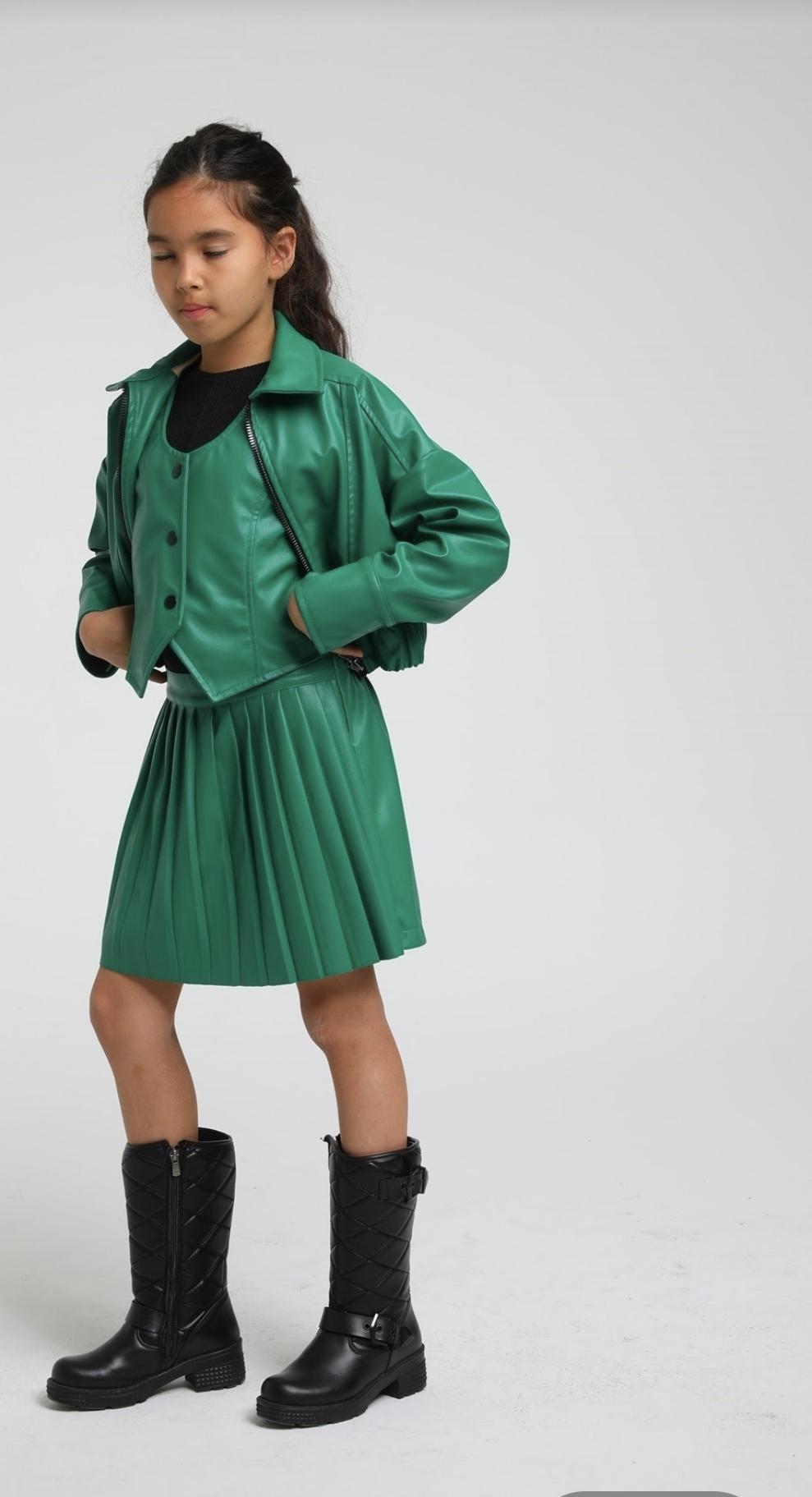Green Leather Skort