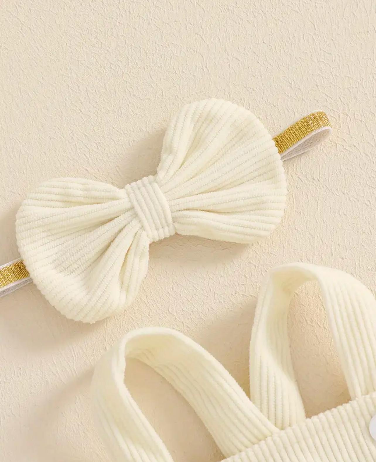 Baby Girl Ivory Bunny Romper with Headband