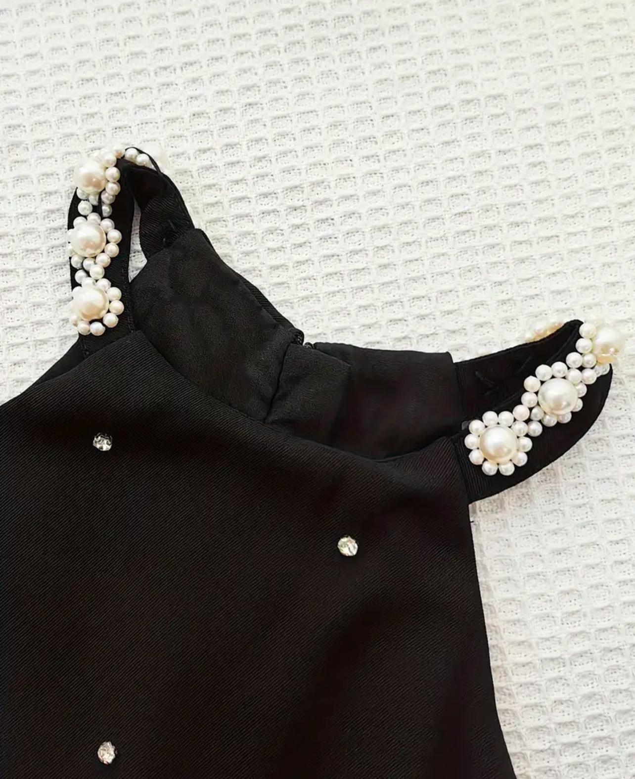 Elegant Girls Black and White Pearl Dress