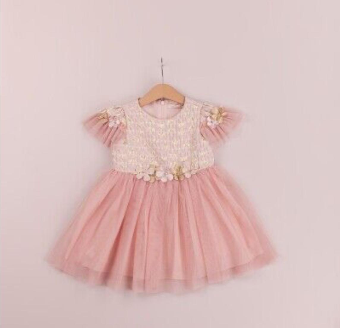 Babyrose Dress Nude Flower