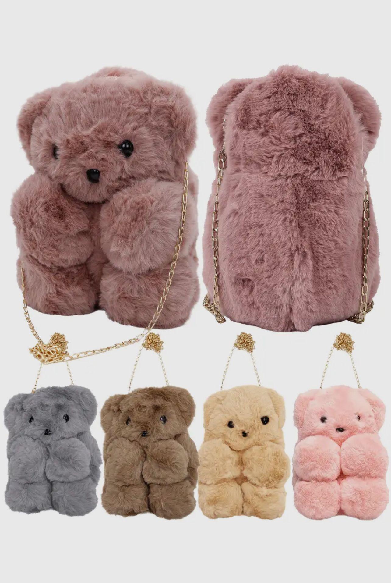 Brown Fuzzy Teddy Bear Backpack