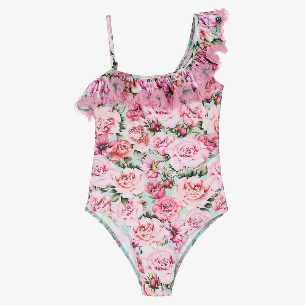 One Piece Pink Flower Swim