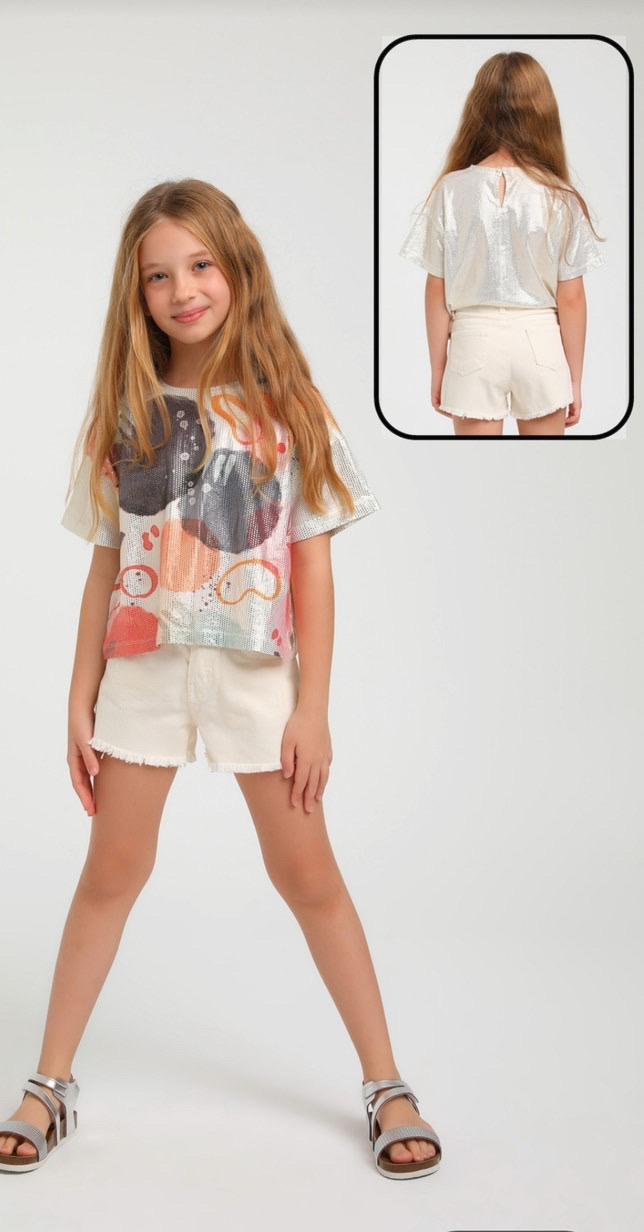 Girls glossy print tshirt