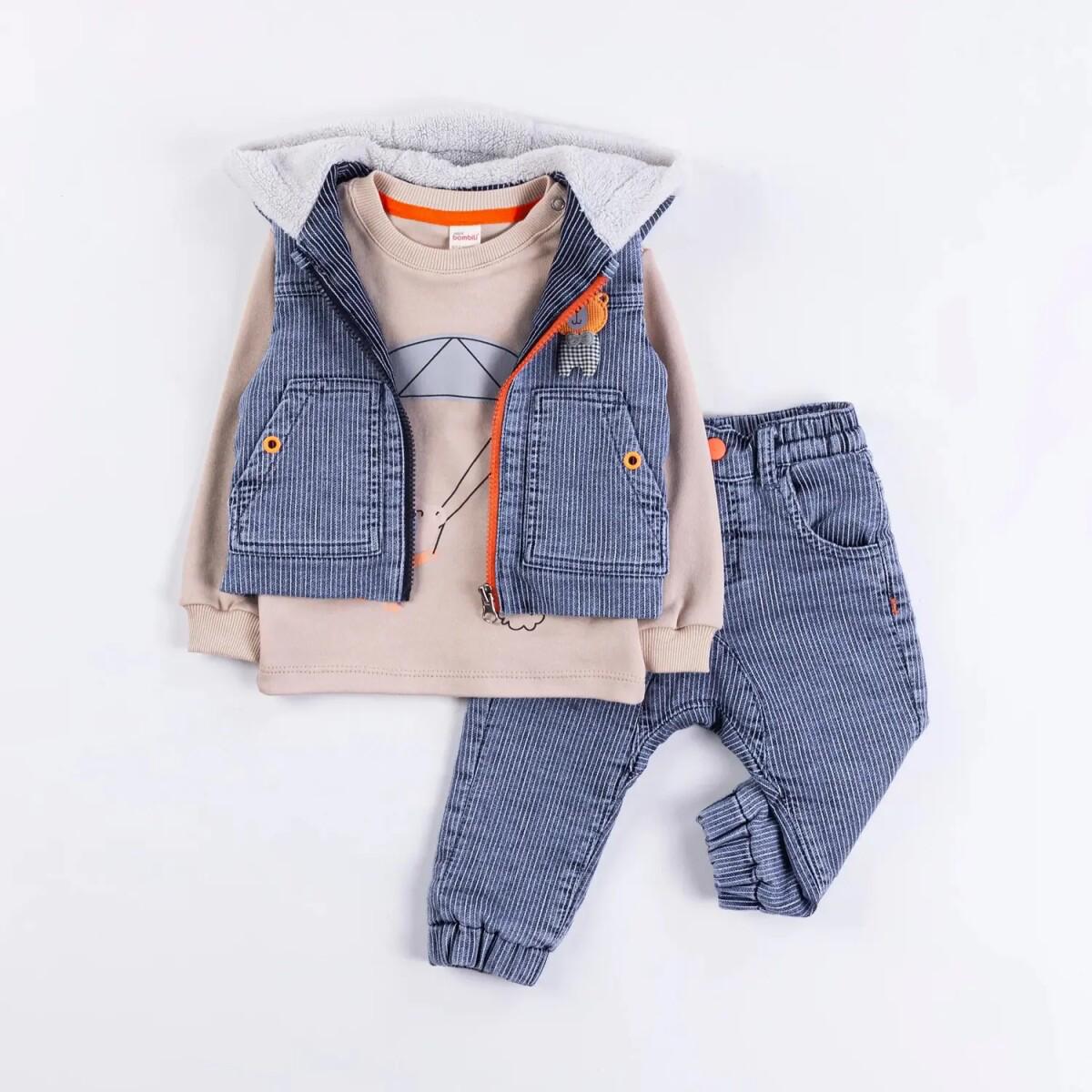 Minibombili Baby Boys 3-Piece Vest, Longsleeve Tshirt, and Pants