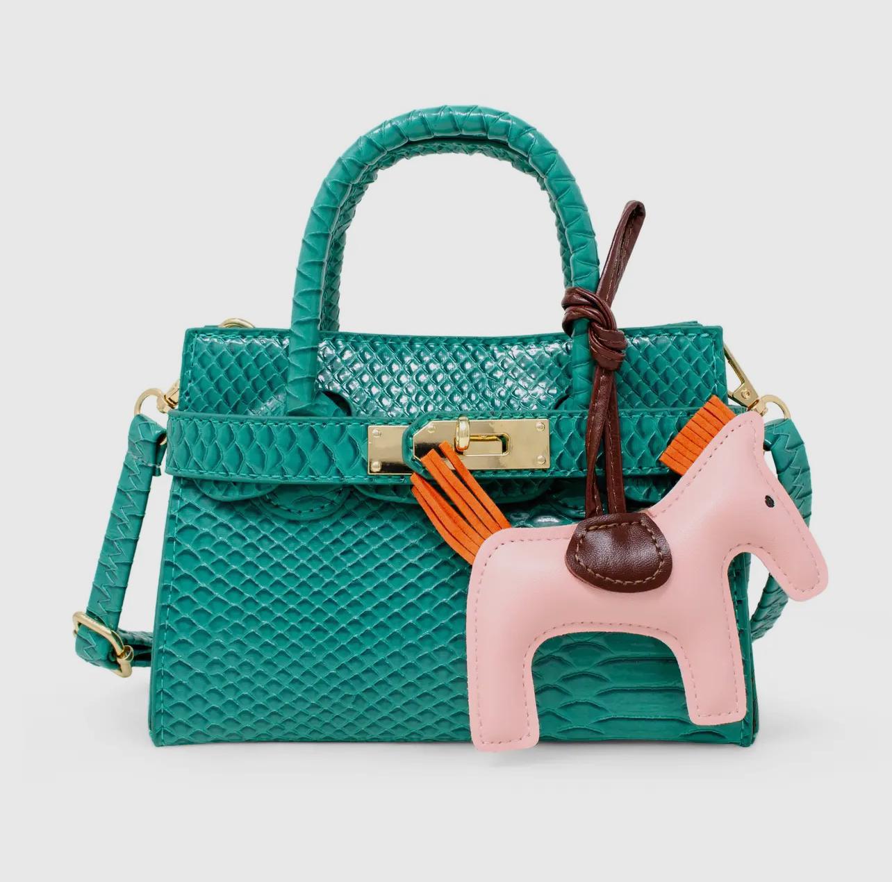 Vivid Crocodile Pony Handbag - Green