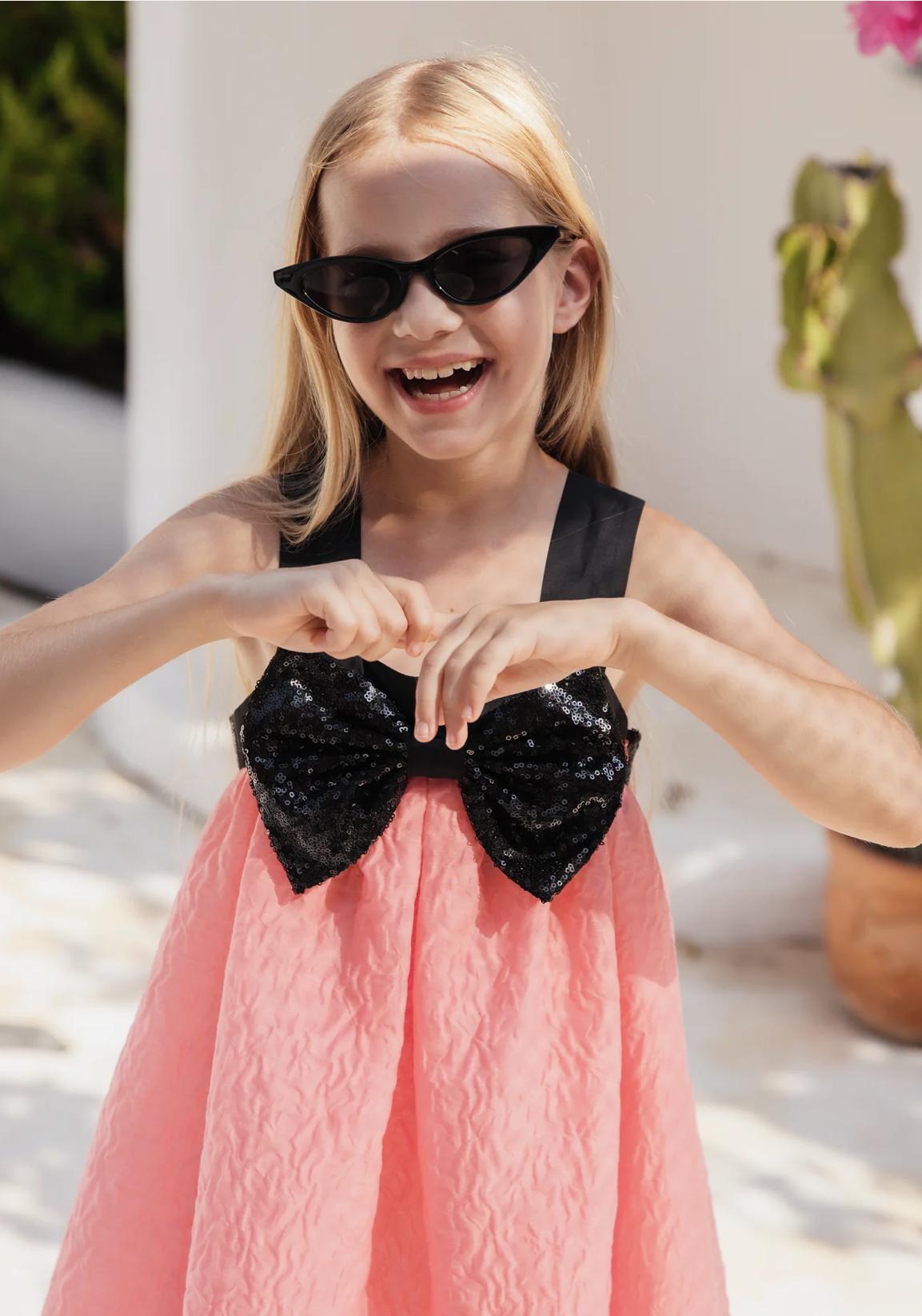 Sheshe Coral Pink Bow Dress