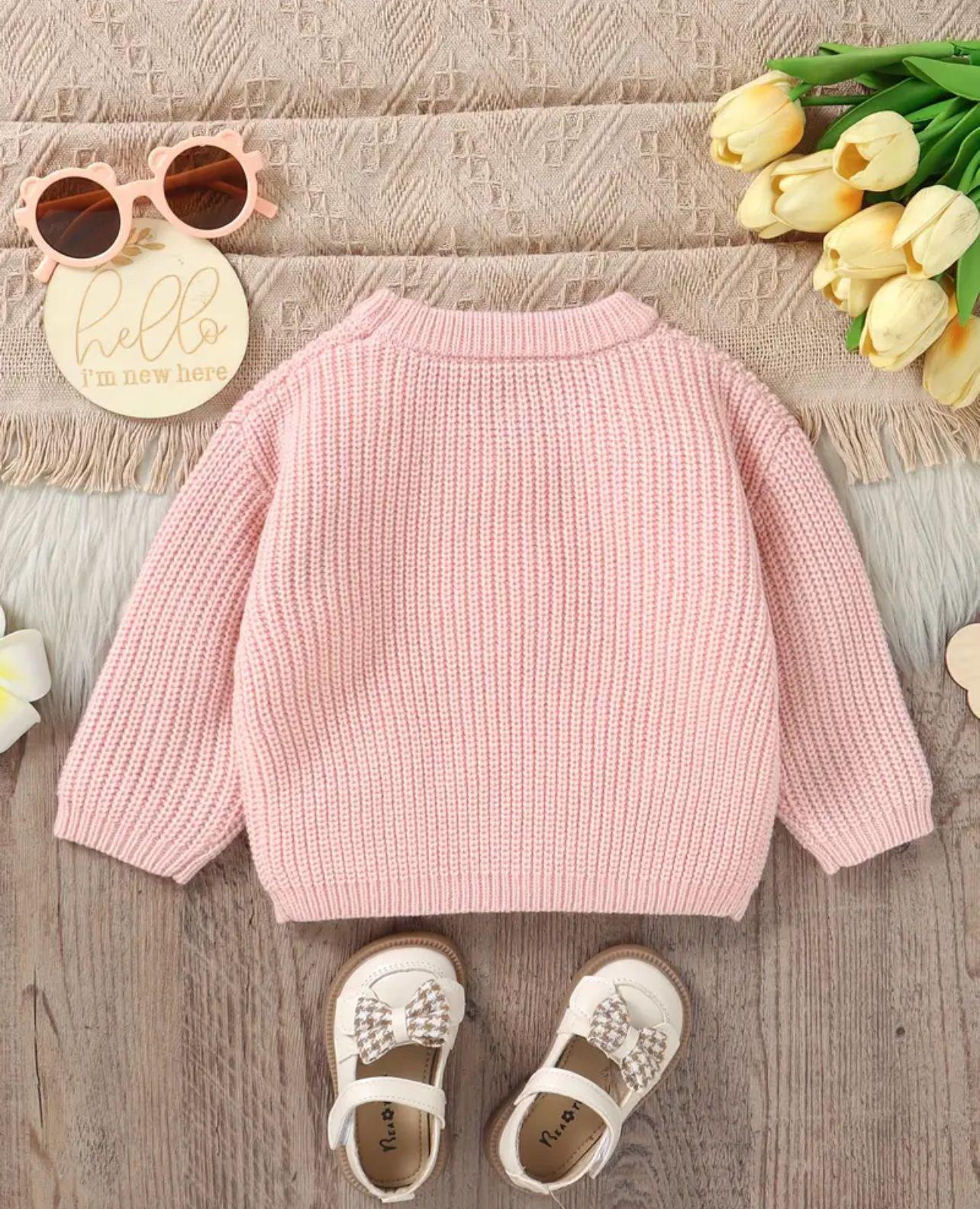 Baby Pink Knit Bow Sweater
