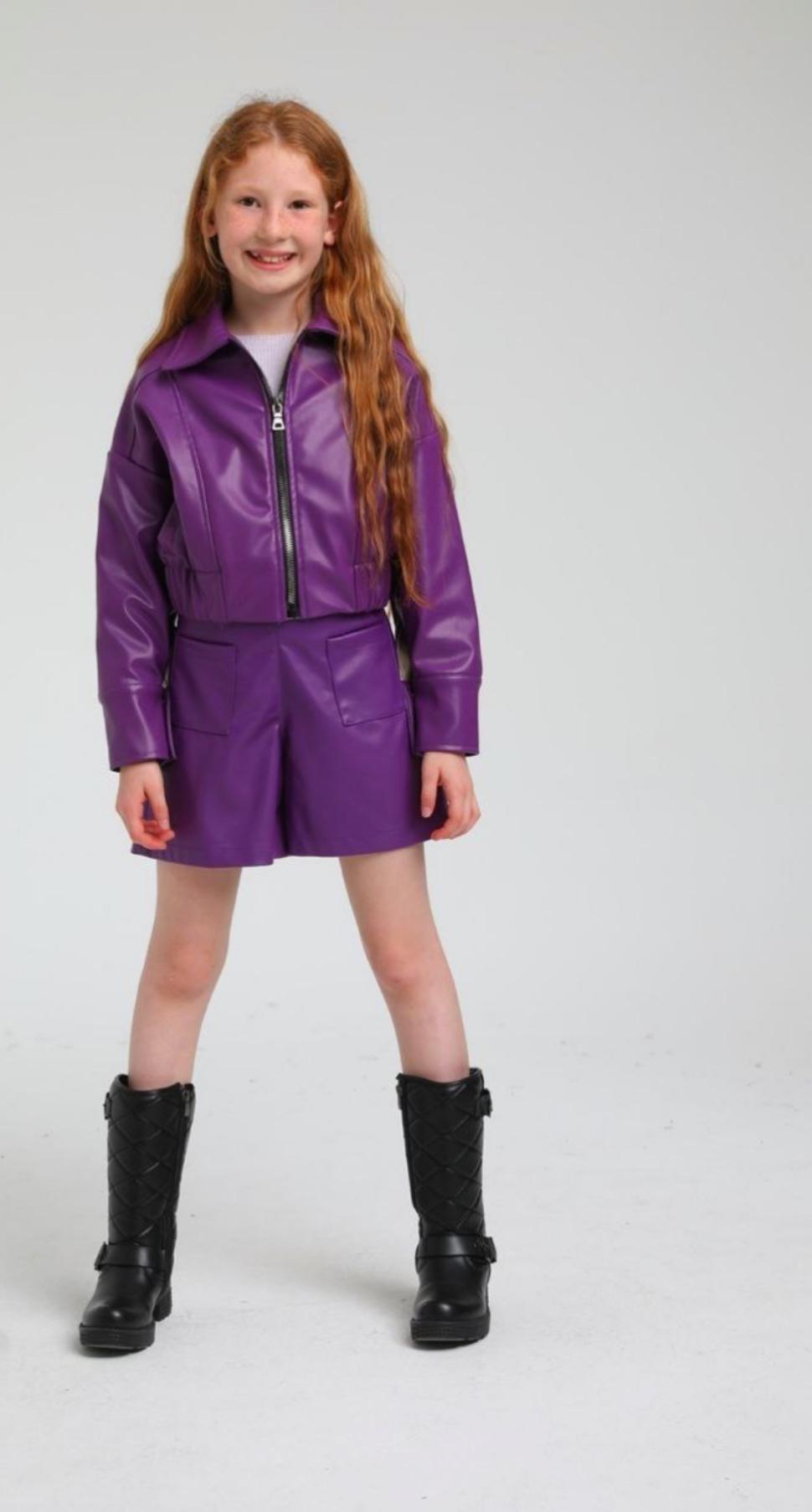 Leather Shorts Purple