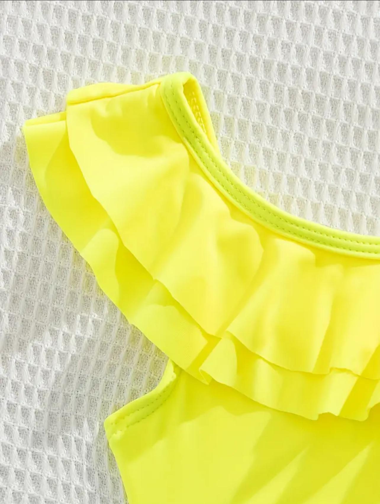 Girls Chic One Shoulder Ruffle Swimsuit