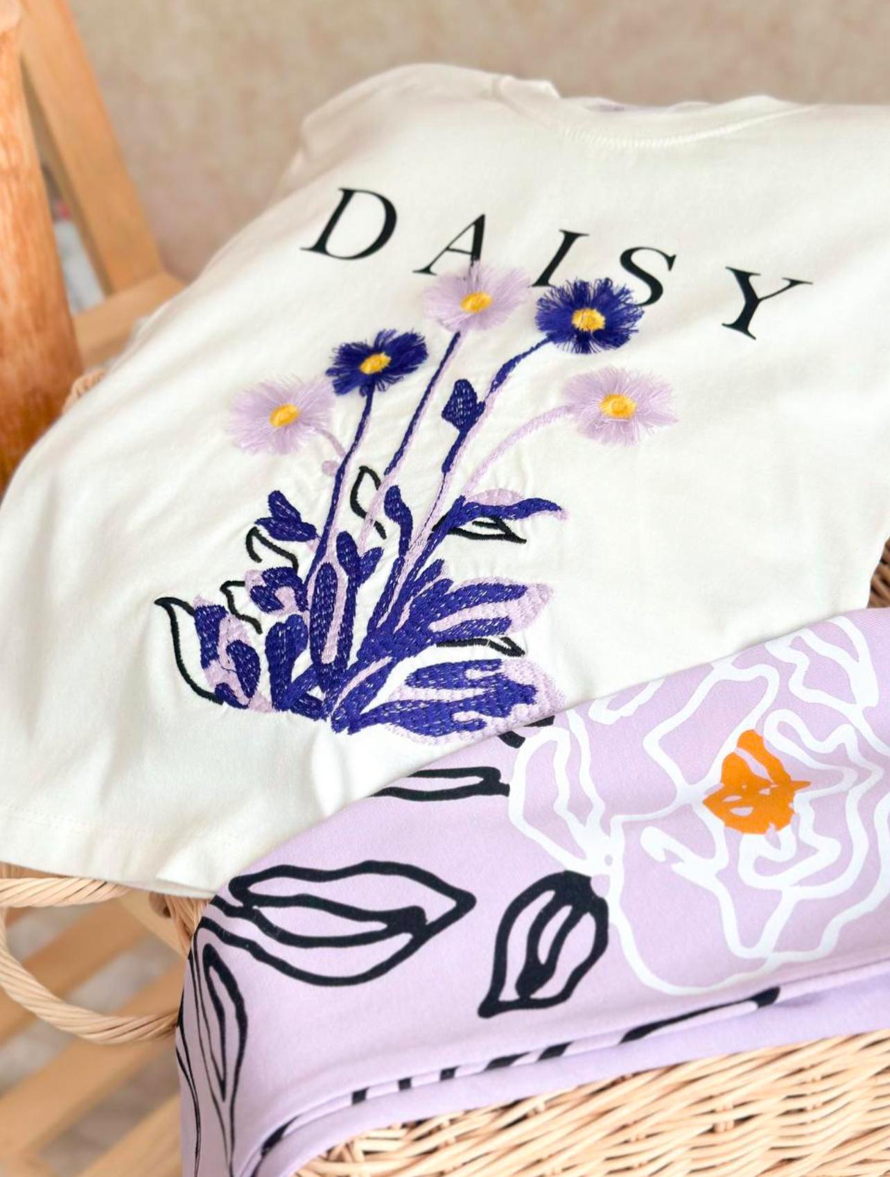 Girls Daisy tshirt and leggings set - Purple