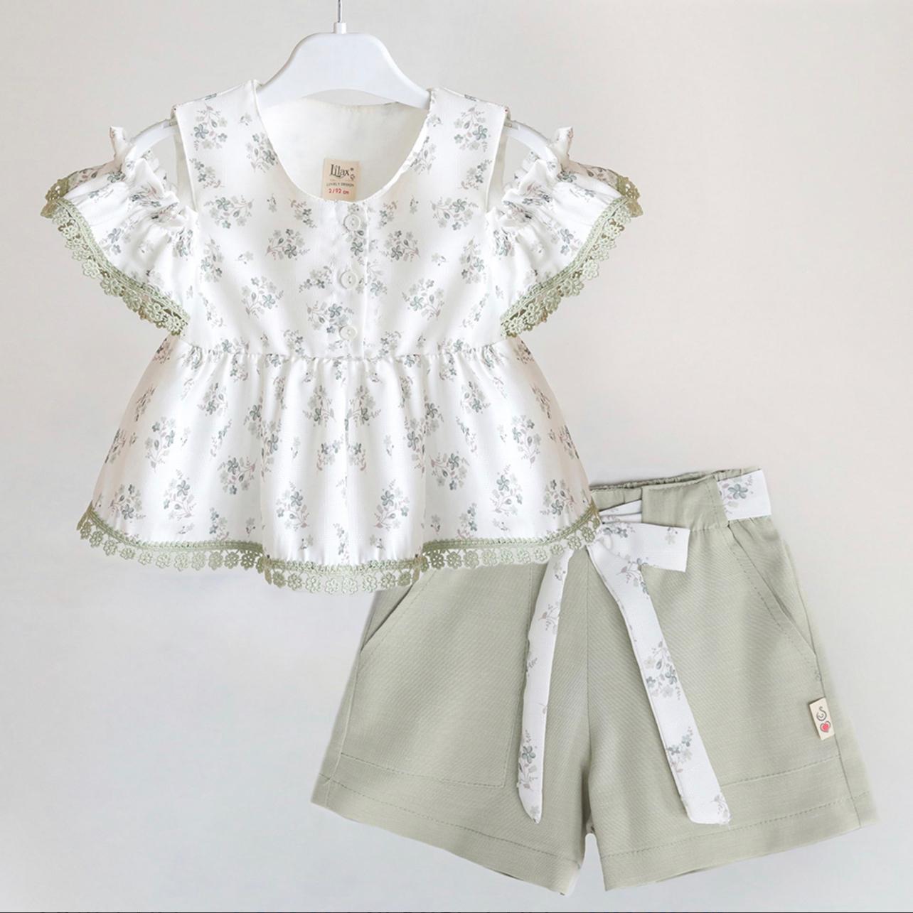 Lilax Green Cold Shoulder With Shorts