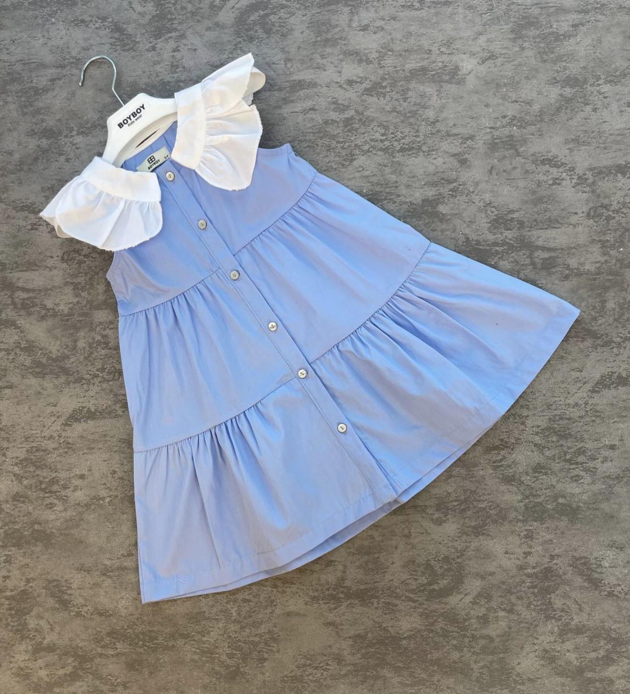 blue dress with white collar Elegant Mini and Exclusive Print 2 US / 36 EU wedding and etc occasions Blue Dress with White Collar