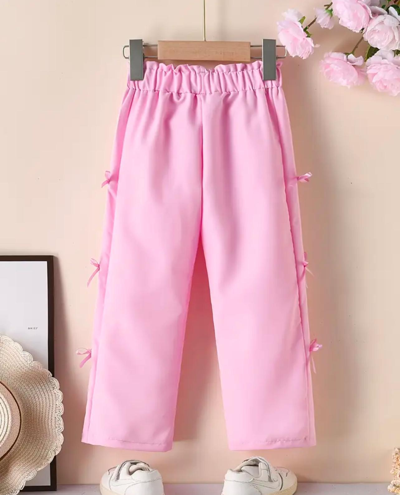 Satin Pink Bow Pants