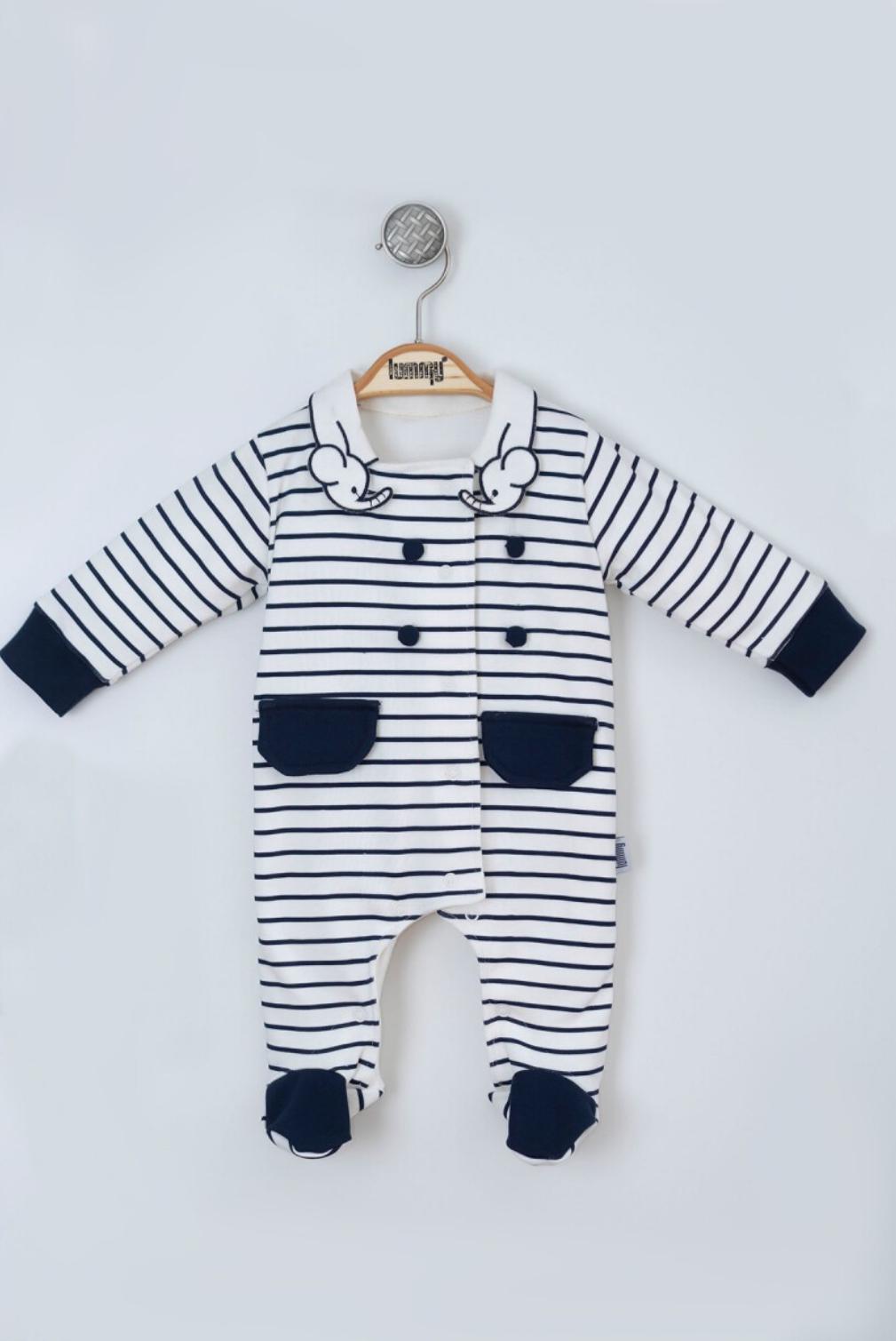 Stripe Elephant Jumpsuit 3-9m Lummy Baby