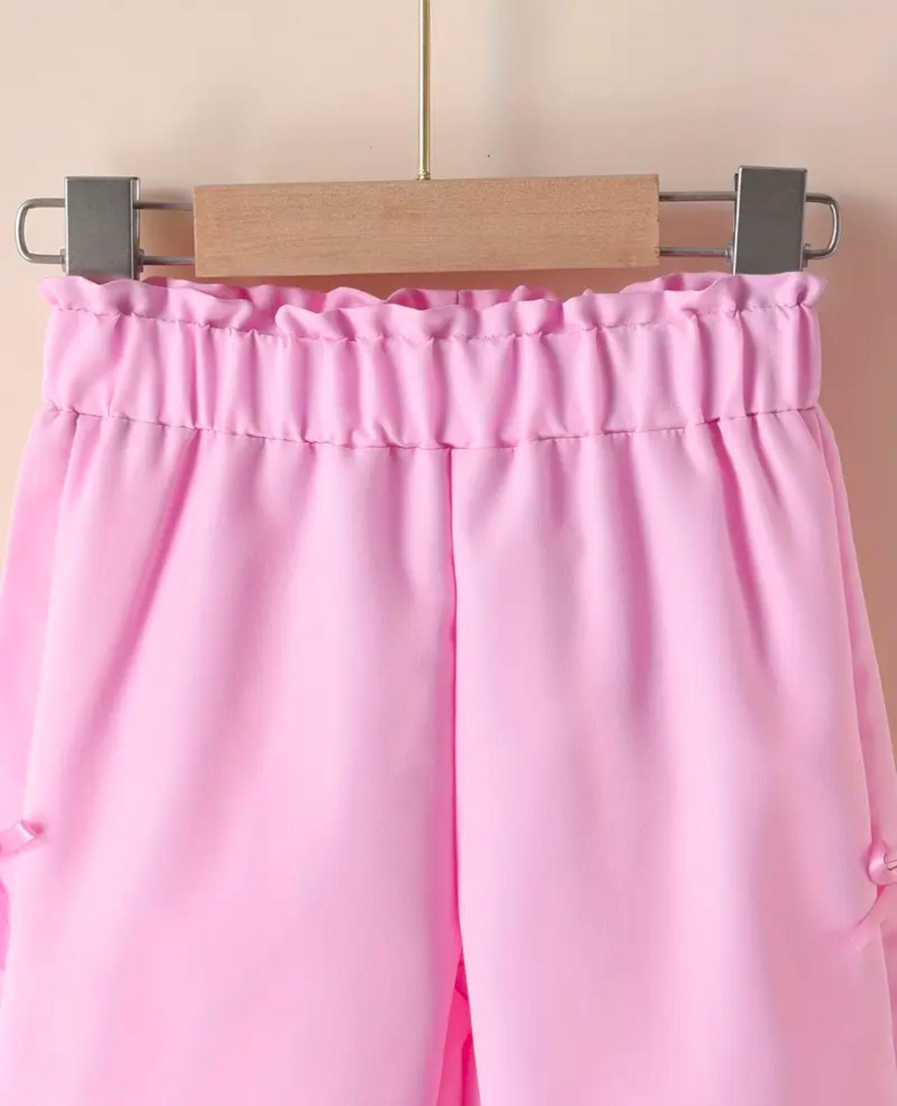 Satin Pink Bow Pants