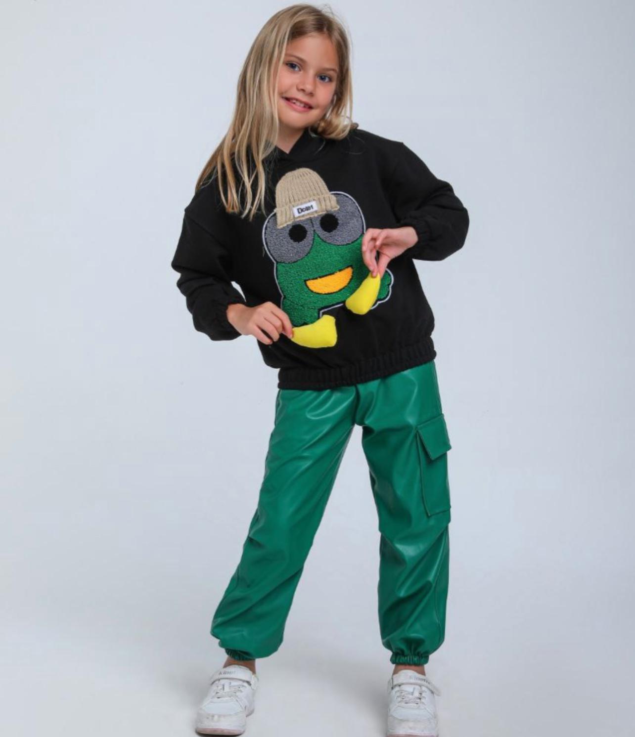 Black Hoodie with 3D Frog Detail