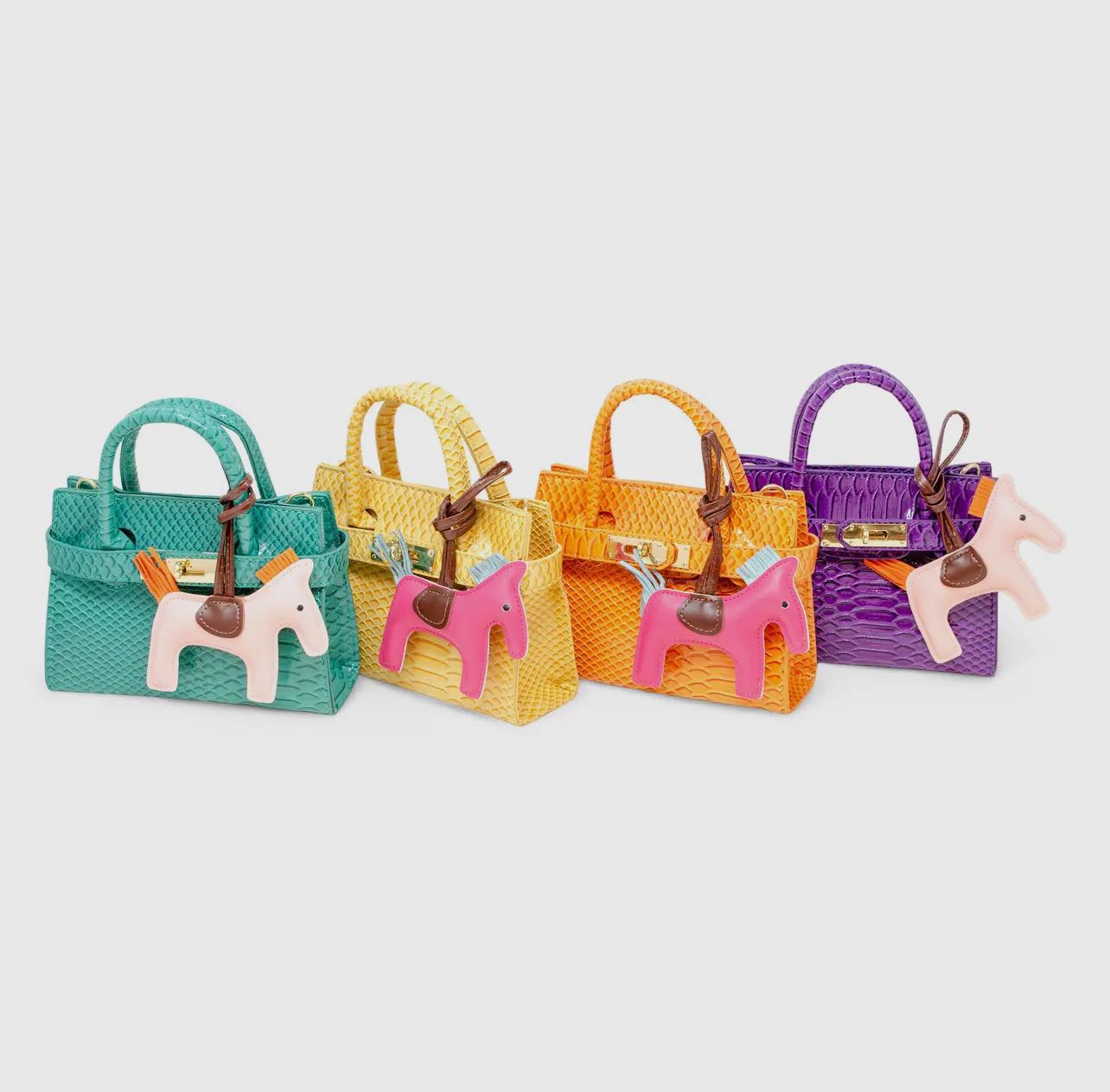 Vivid Crocodile Pony Handbag - Green
