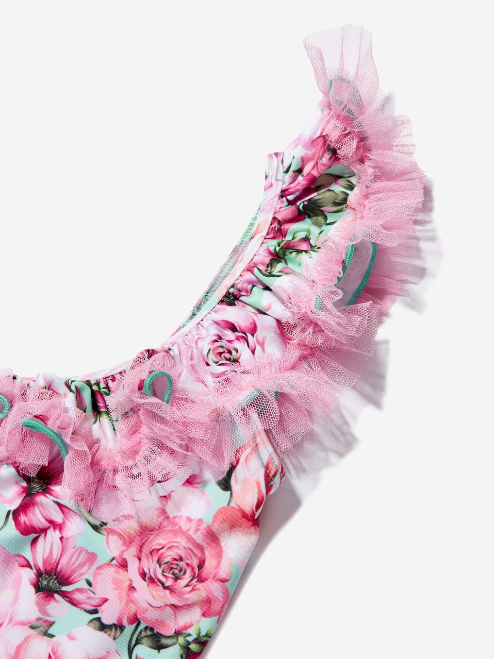 One Piece Pink Flower Swim