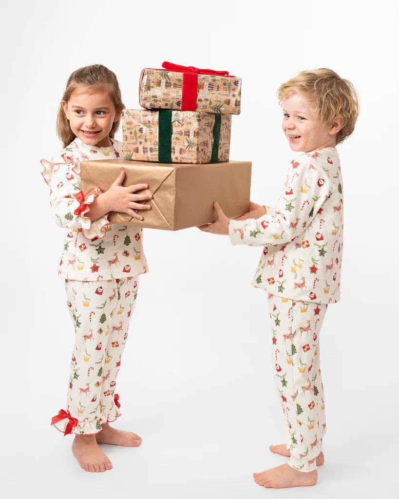 "To Santa" Brushed Cotton Christmas Pajamas Ivory