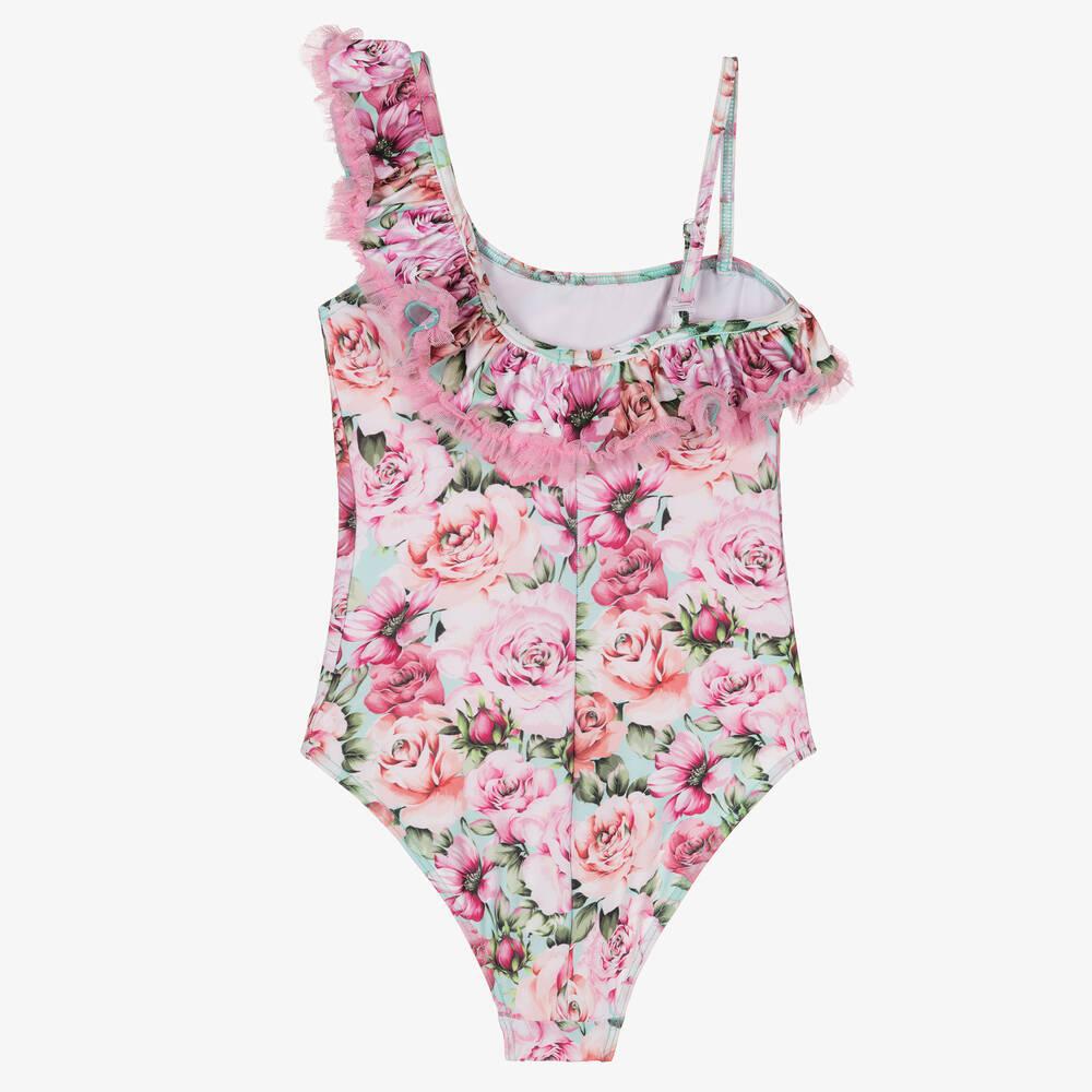 One Piece Pink Flower Swim