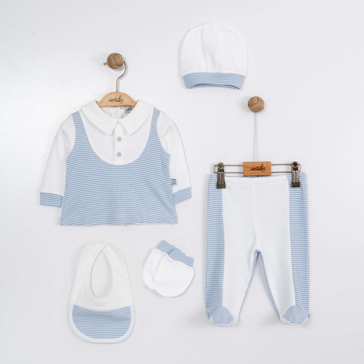 Miniborn baby boy Blue 5-piece newborn set