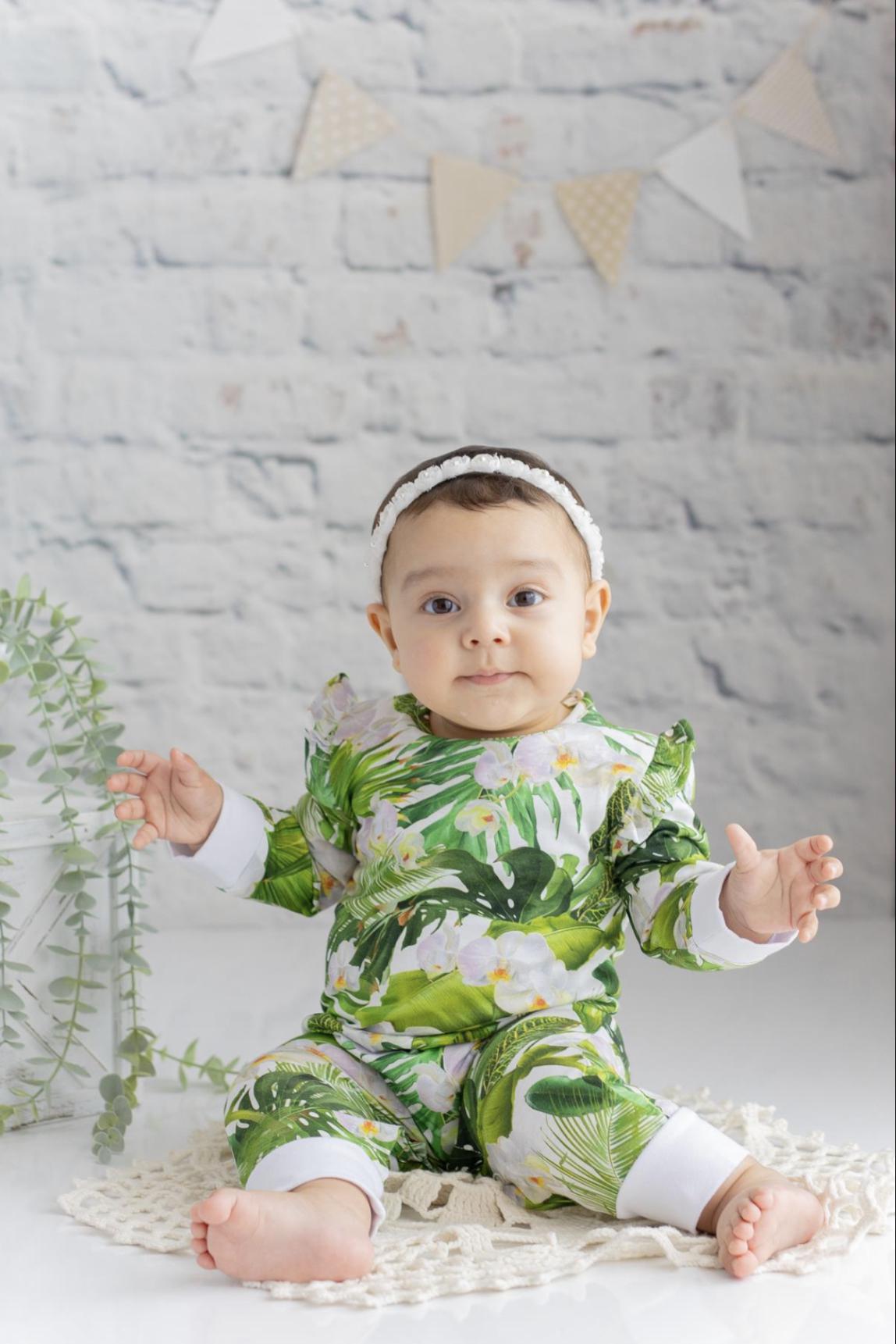 Orchid baby onesie