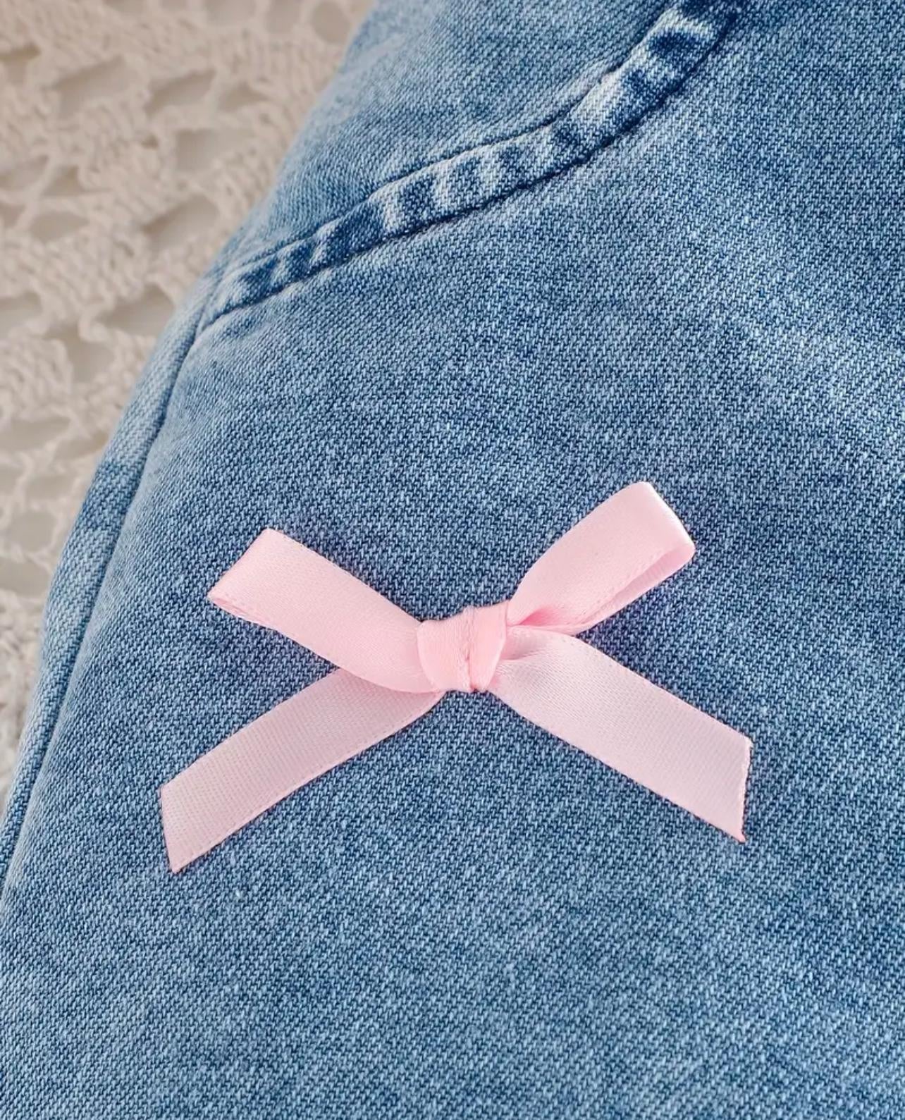 Thin Soft Denim Jeans with Bows