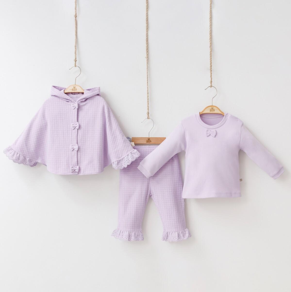 Lilac 3 Piece Poncho Pants and Blouse Set