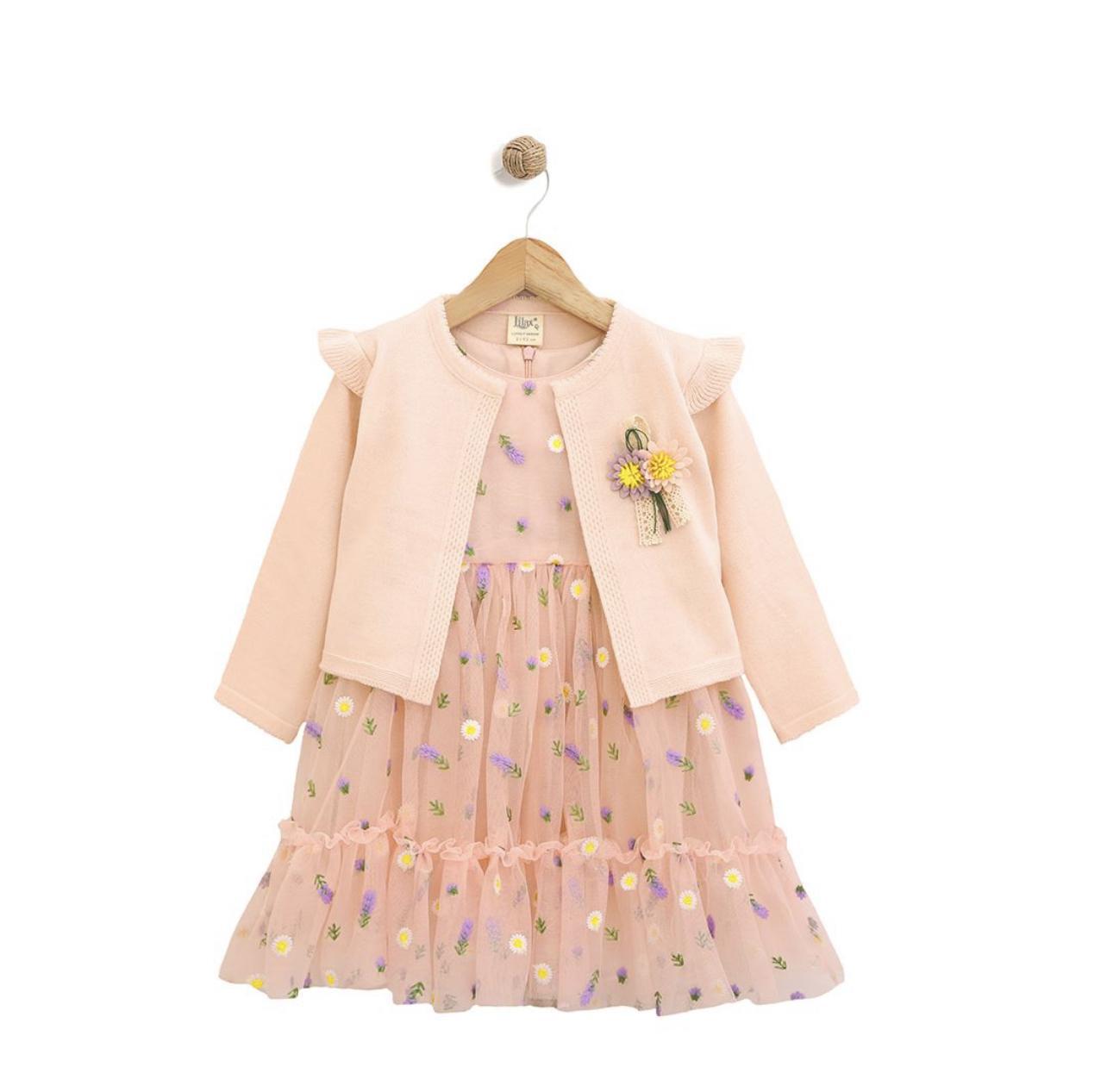 Flower Cardigan Dress Set