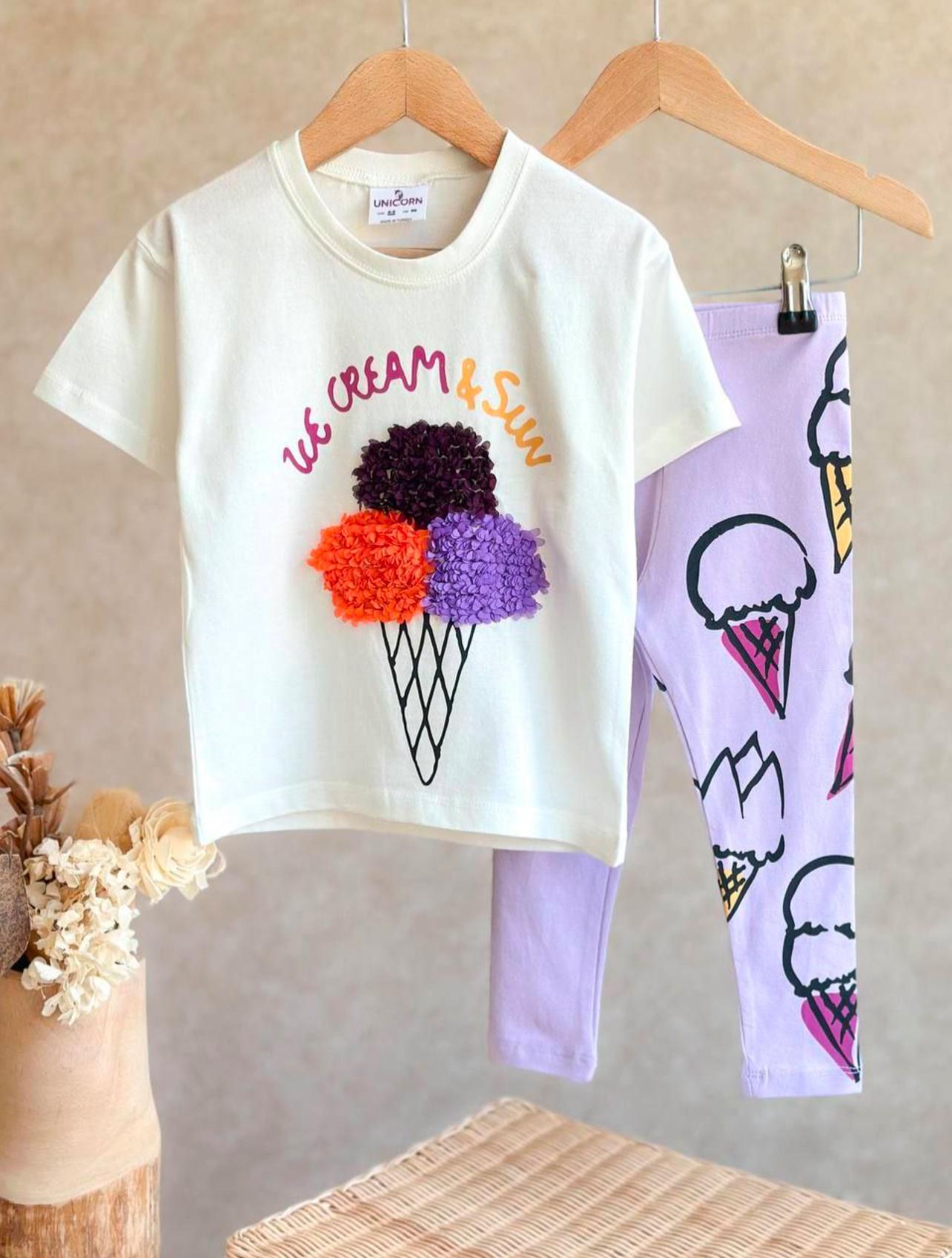 Ice Cream and Sun Tshirt and Leggings set