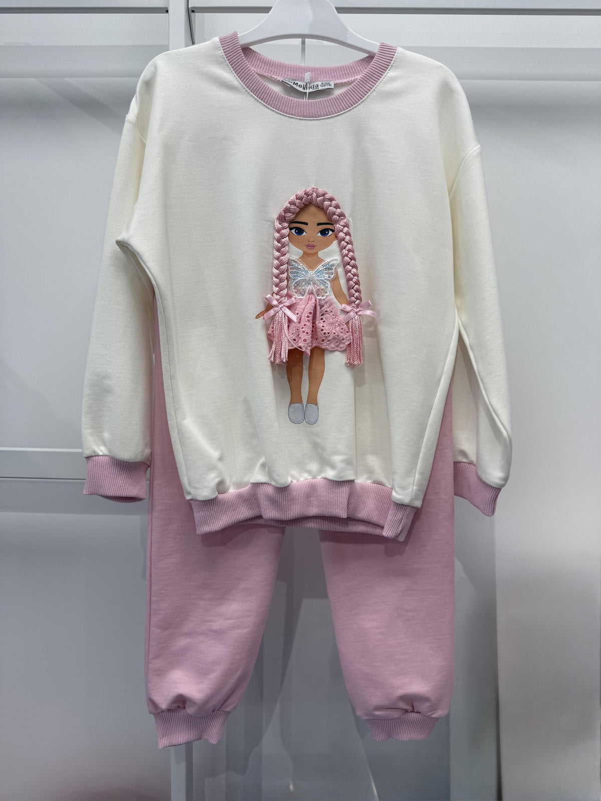 3D Miss Melinda Girl With Braids Sweatsuit - Pink