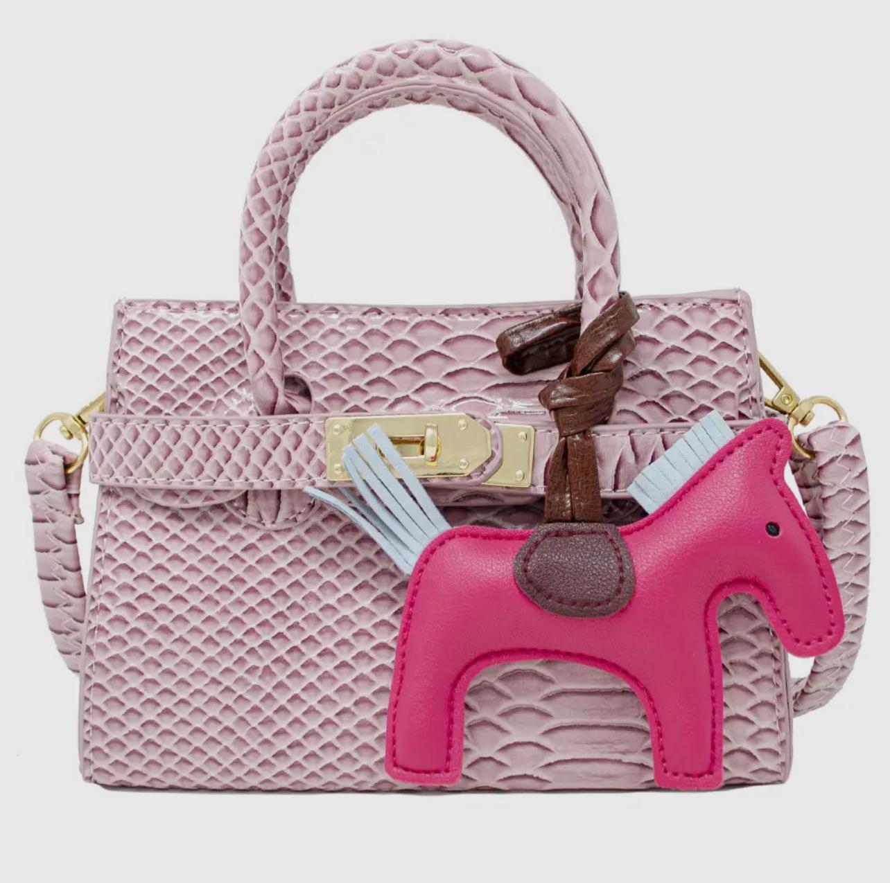 Crocodile Pony Handbag - Pink