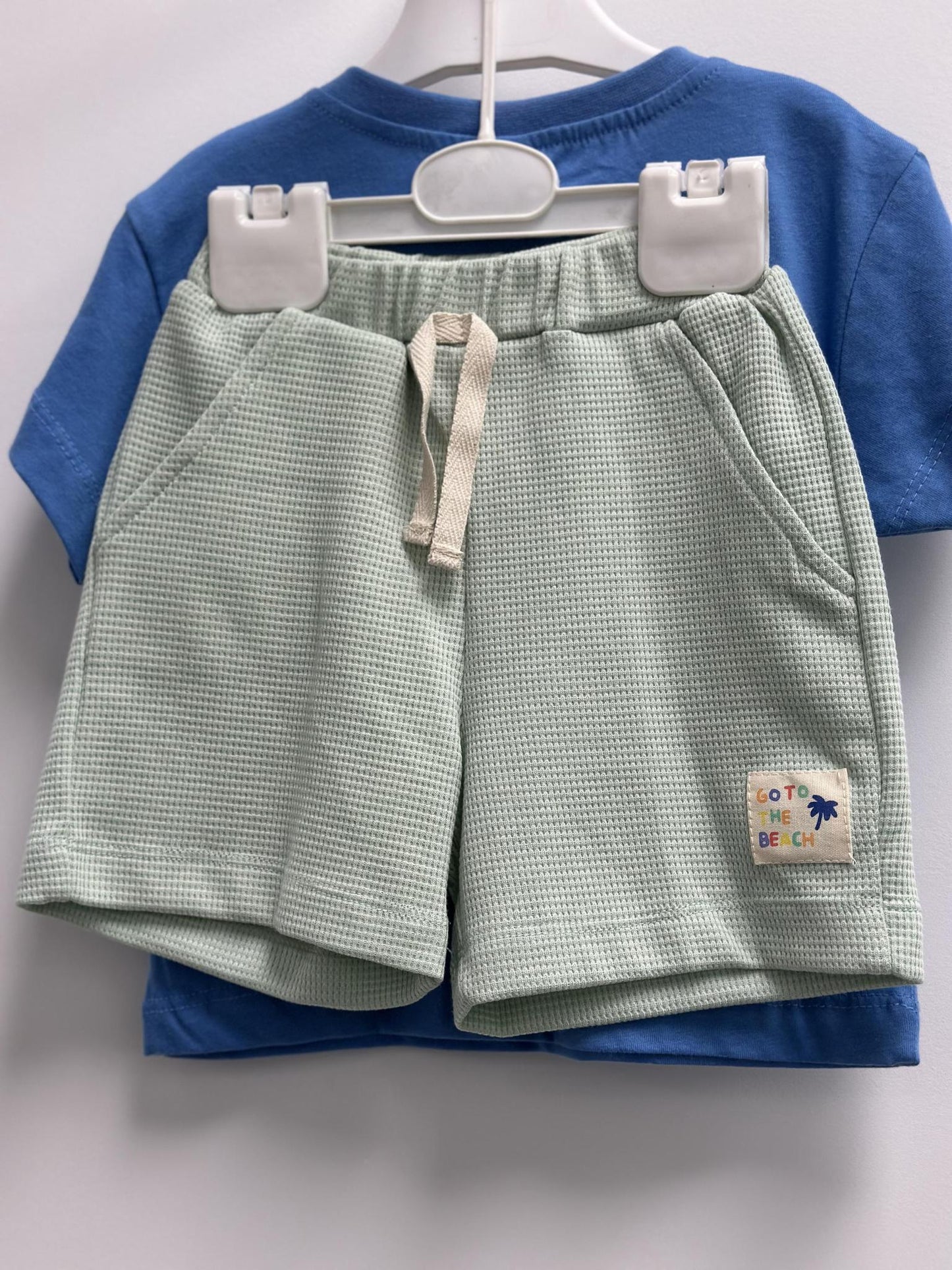 Blue Summer Camp Tshirt and Mint Shorts