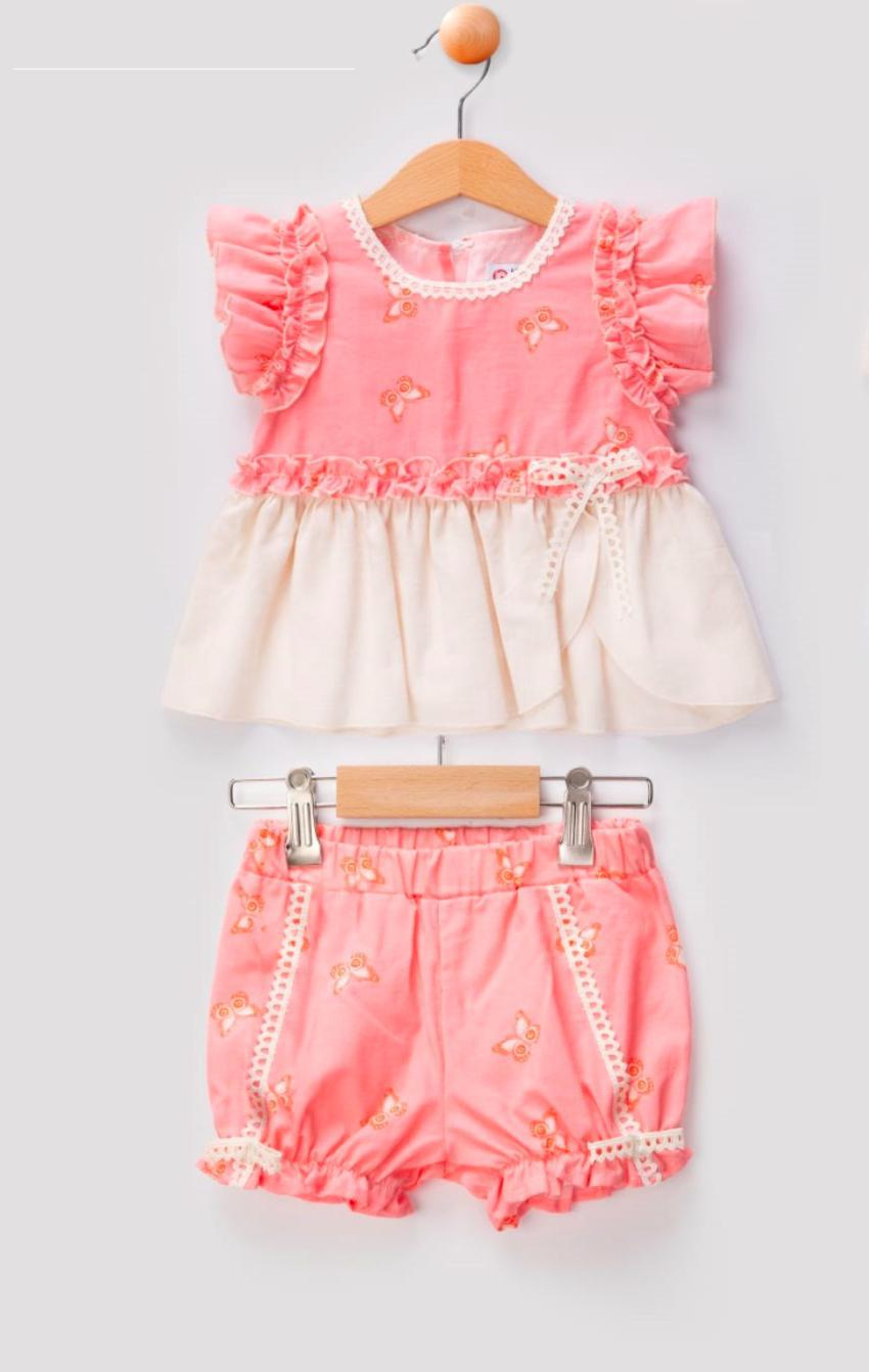 Baby Girl Top and Shorts Butterfly Pink