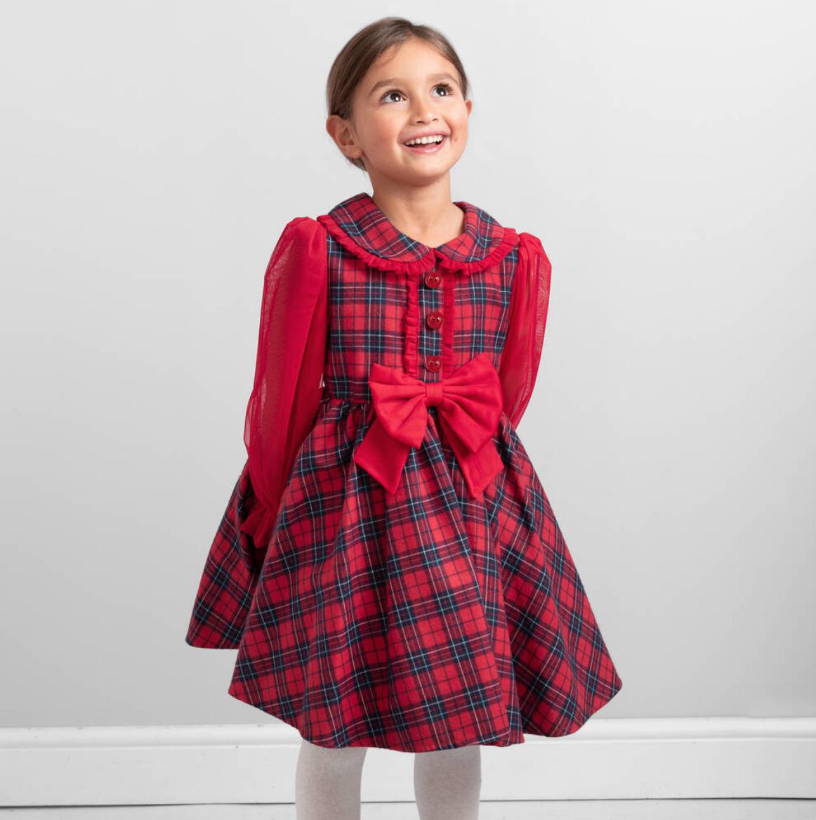Red Bow Checker Dress