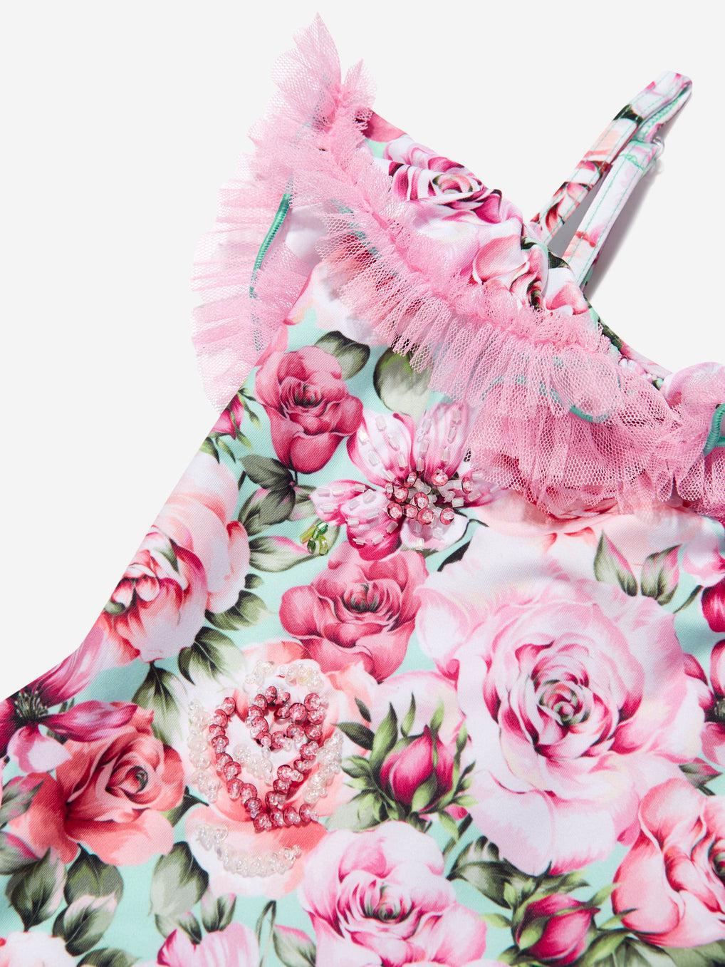 One Piece Pink Flower Swim