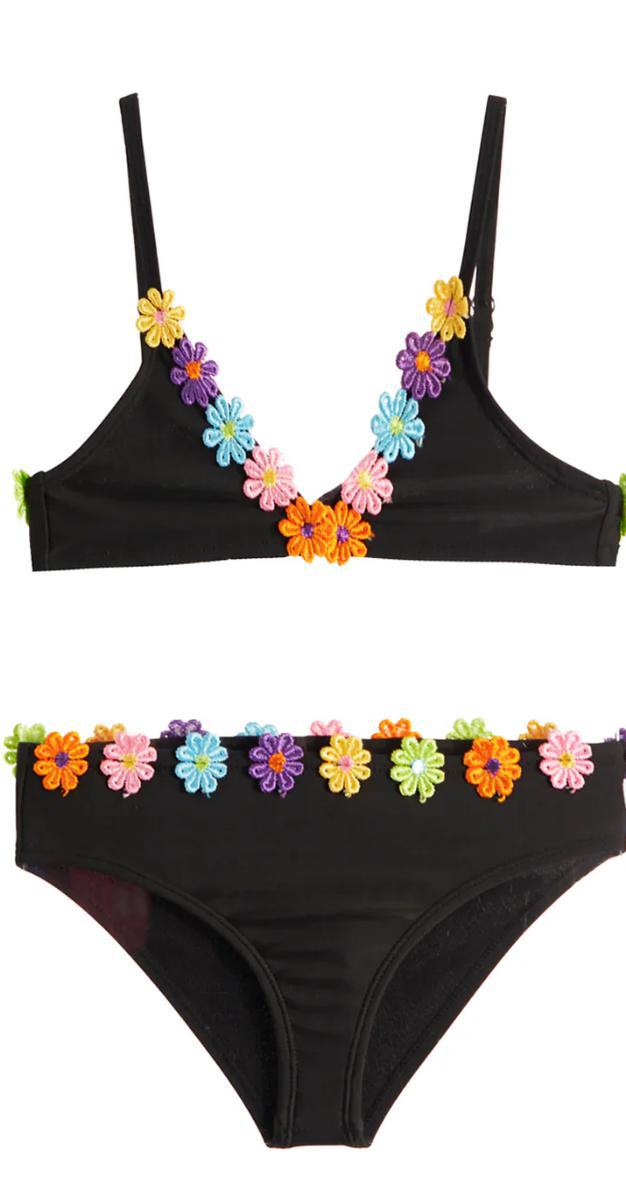 Poppy Floral Trim Bikini Set