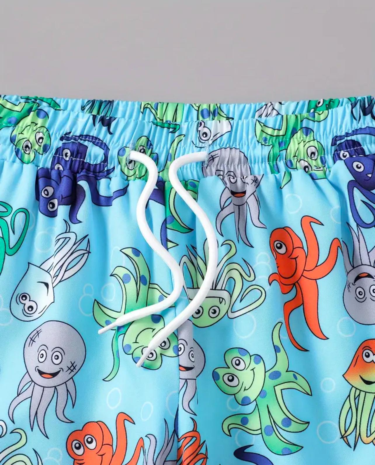 Boys Beach Swim Shorts - Octopus