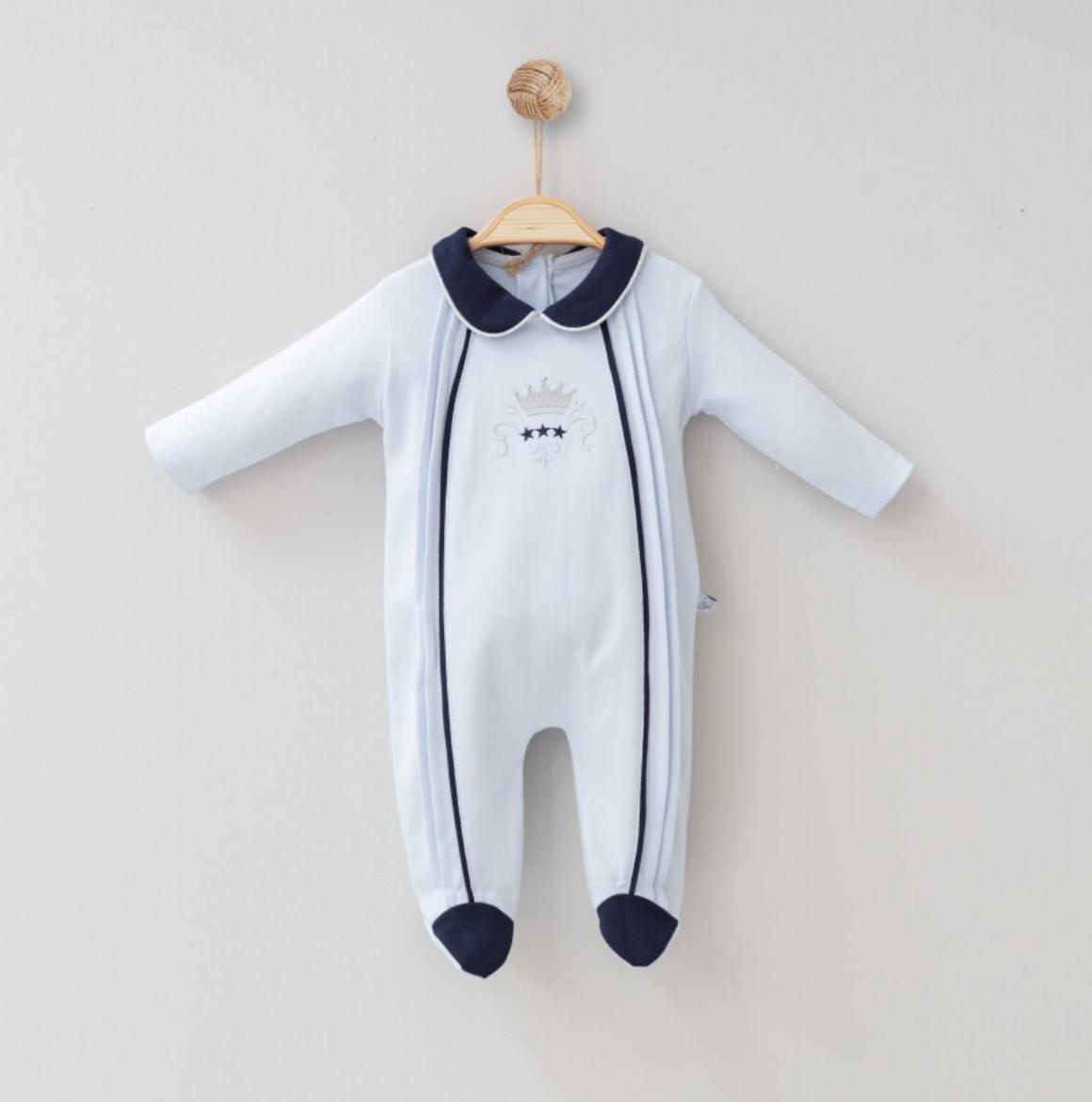Baby Boy Blue Crown Romper